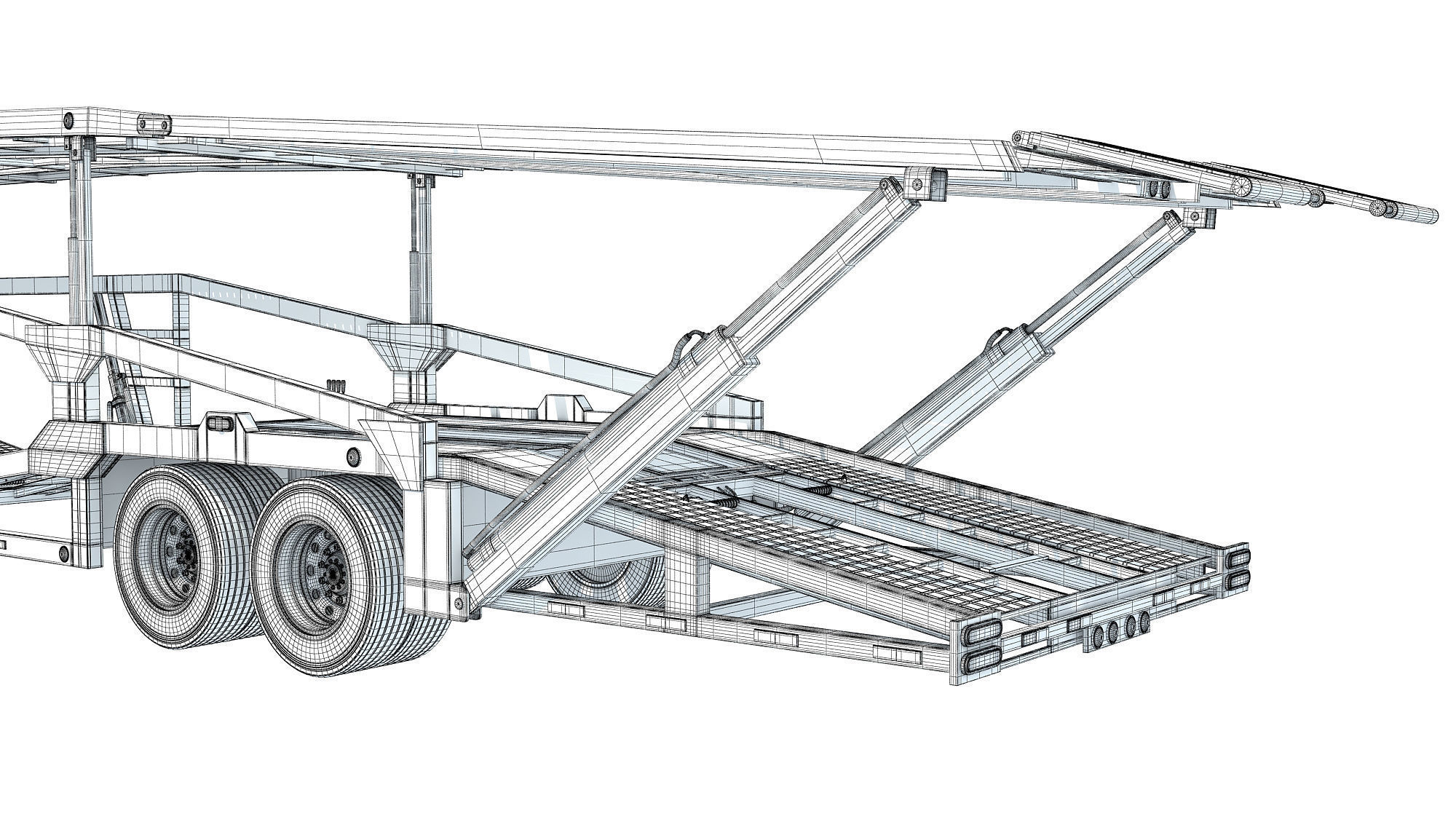Car Carrier Semi Truck Trailer 3D model_21