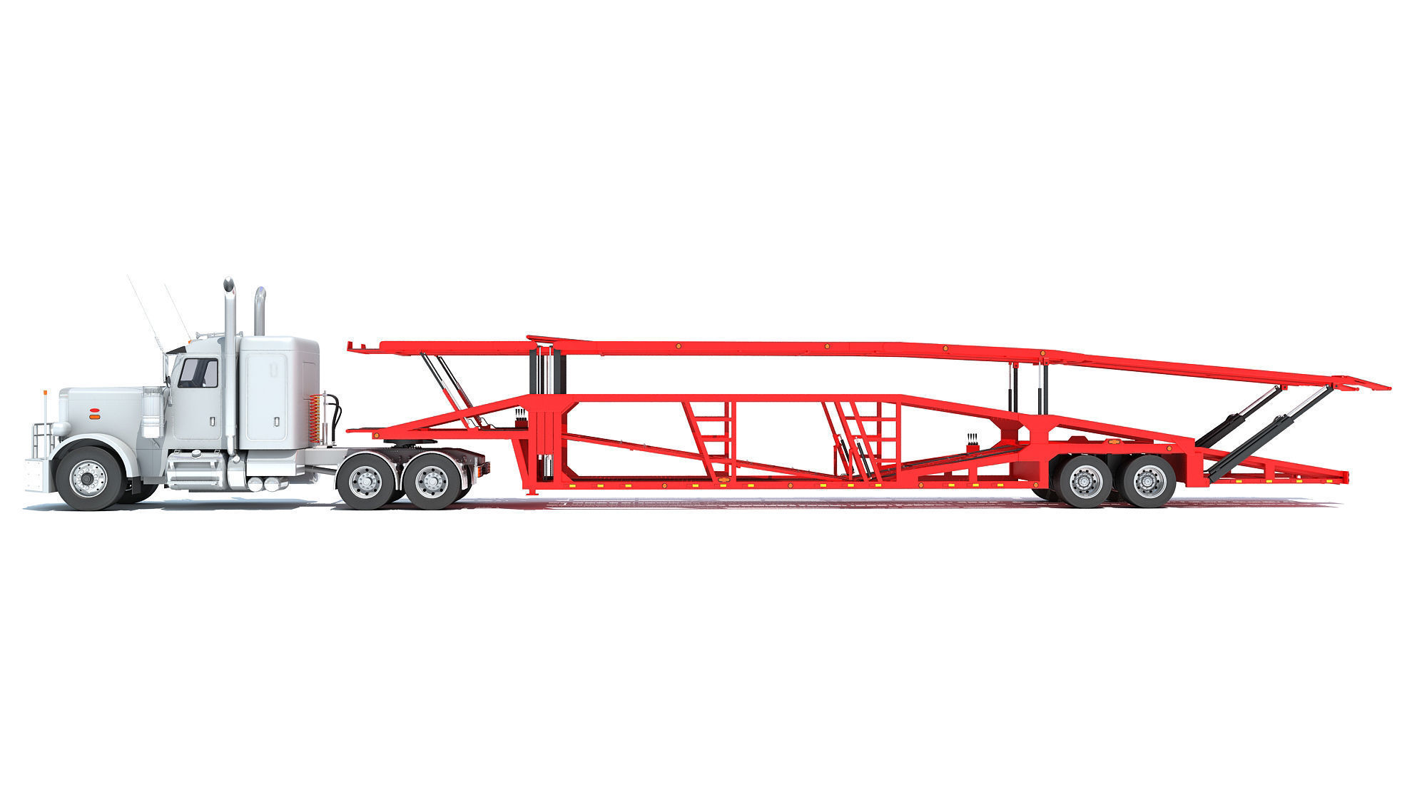 Car Carrier Semi Truck Trailer 3D model_1