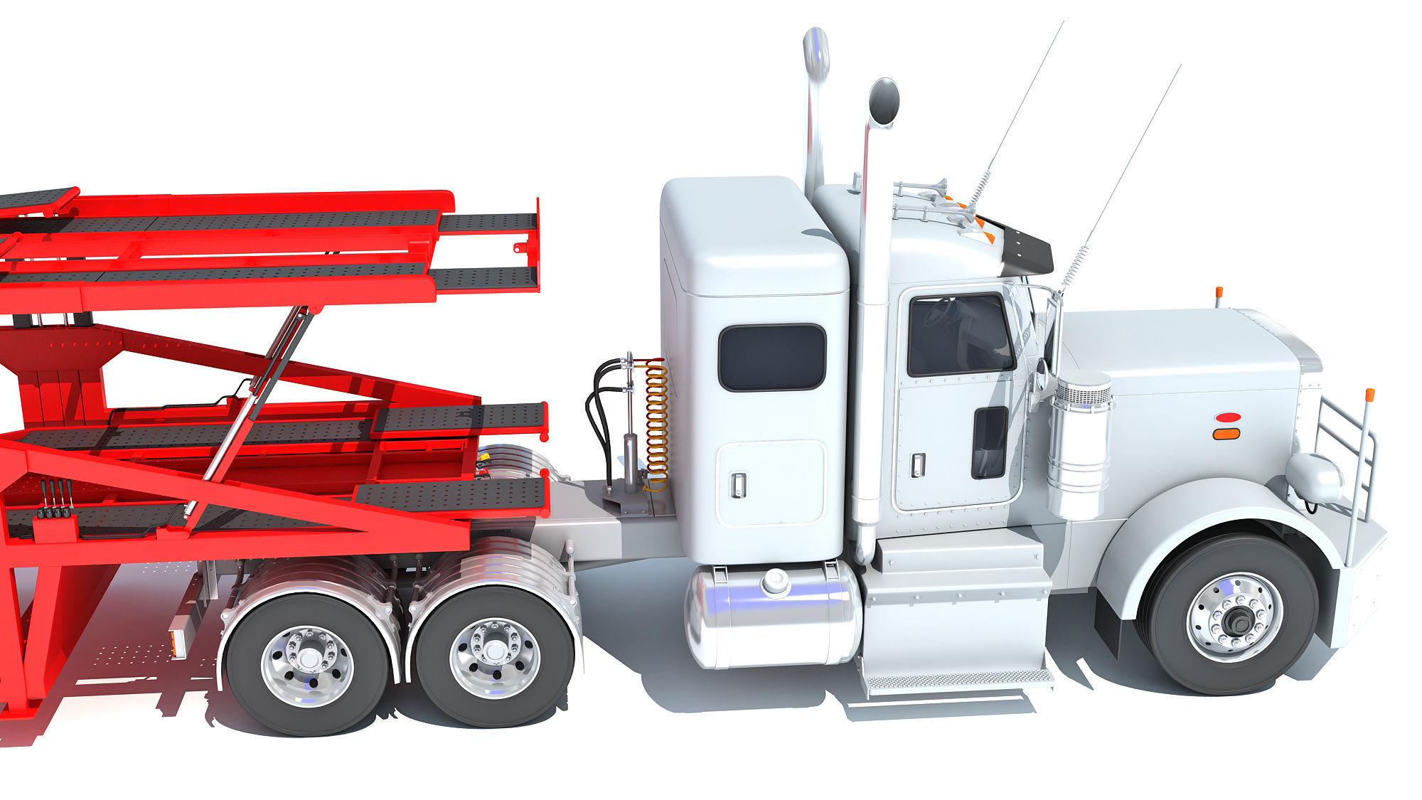 Car Carrier Semi Truck Trailer 3D model_14