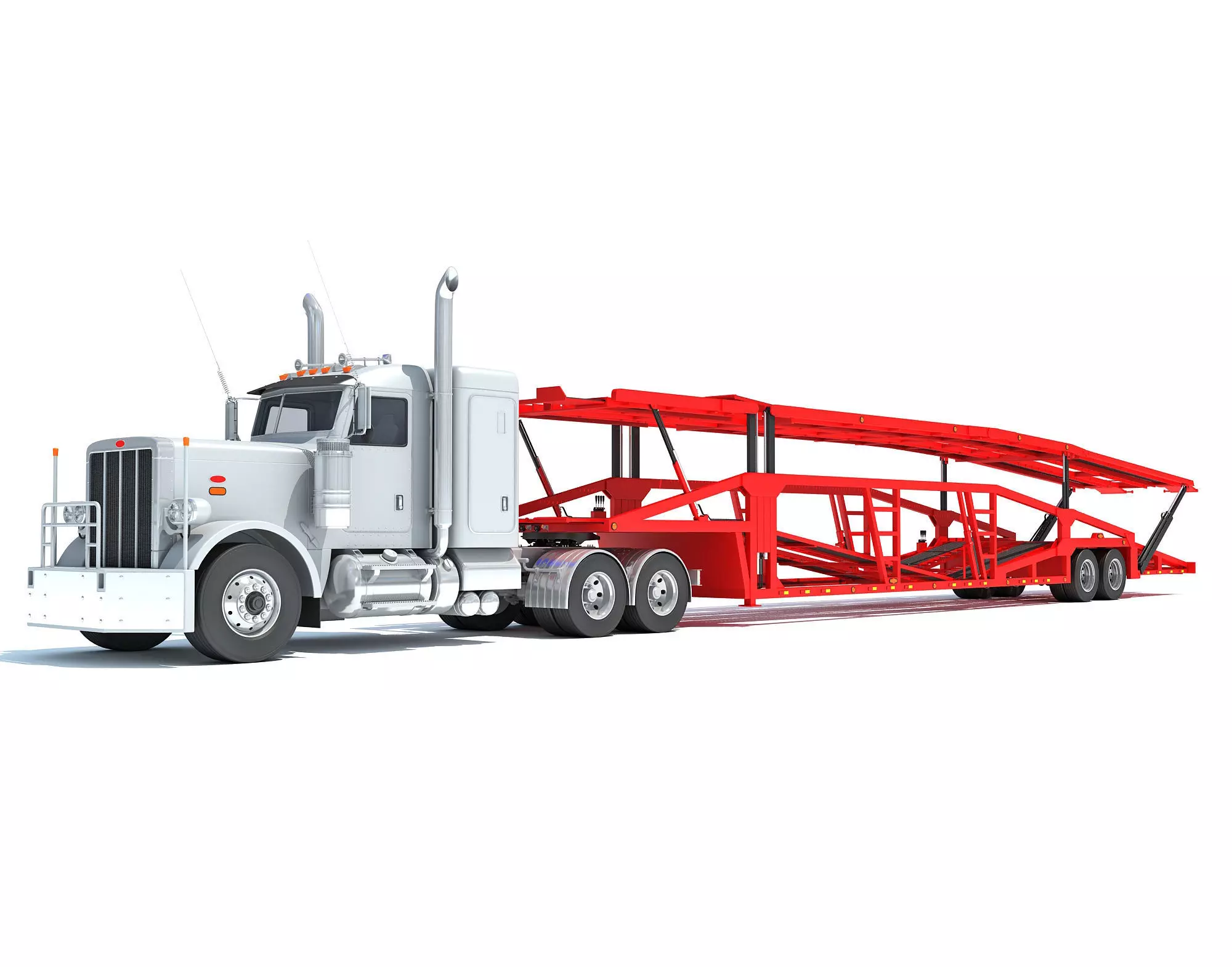 Car Carrier Semi Truck Trailer 3D model_0