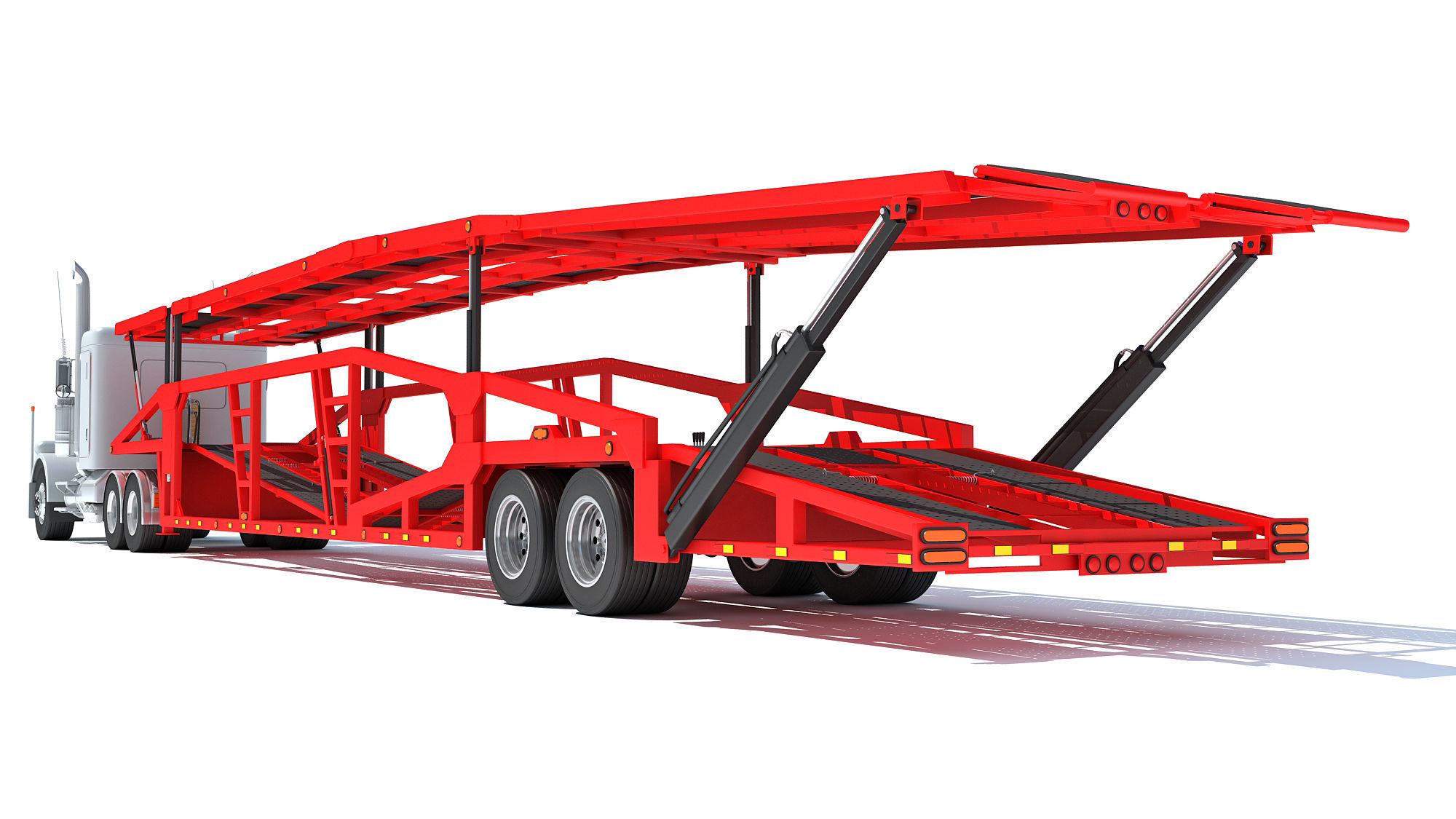 Car Carrier Semi Truck Trailer 3D model_3