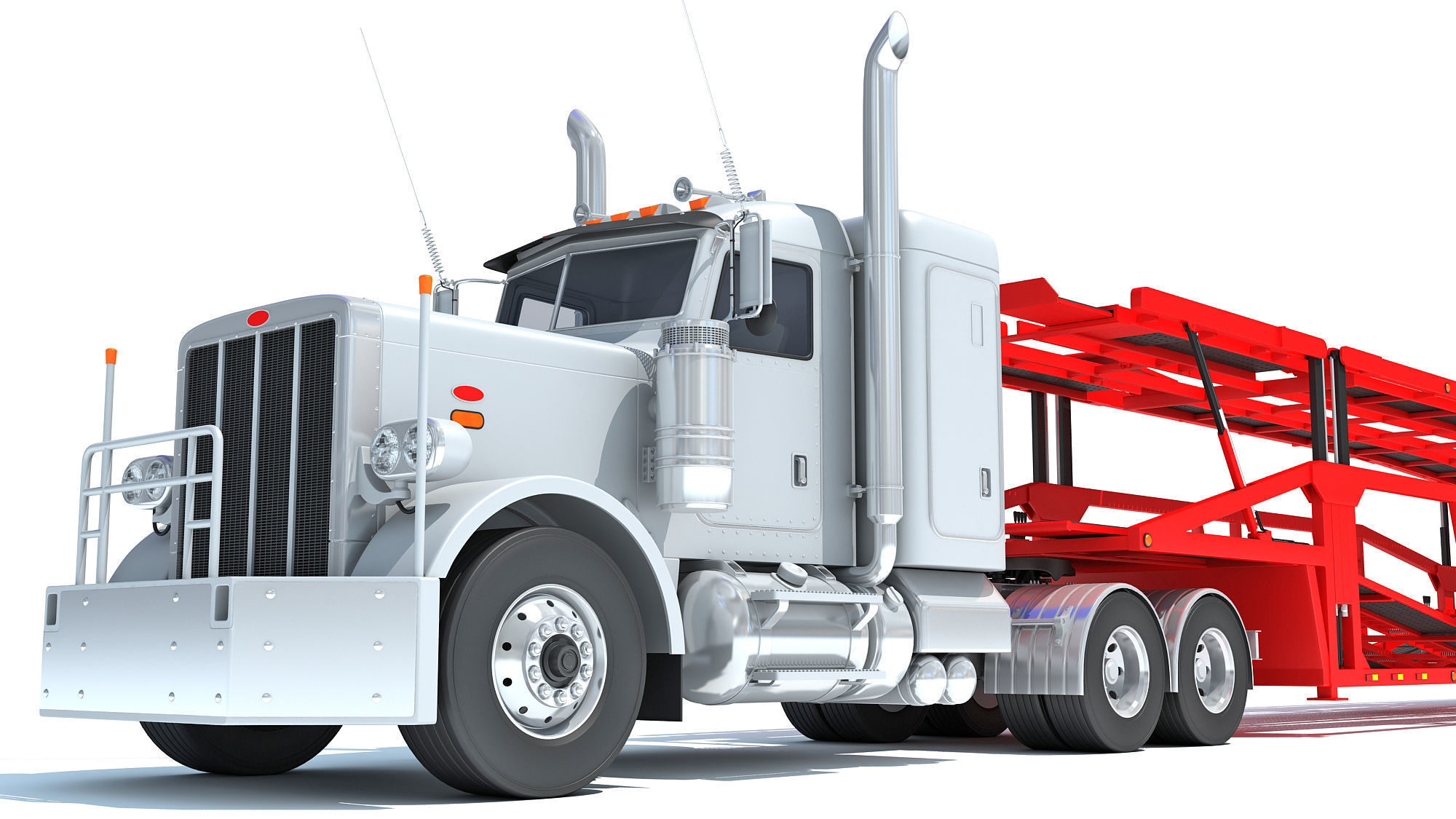 Car Carrier Semi Truck Trailer 3D model_12