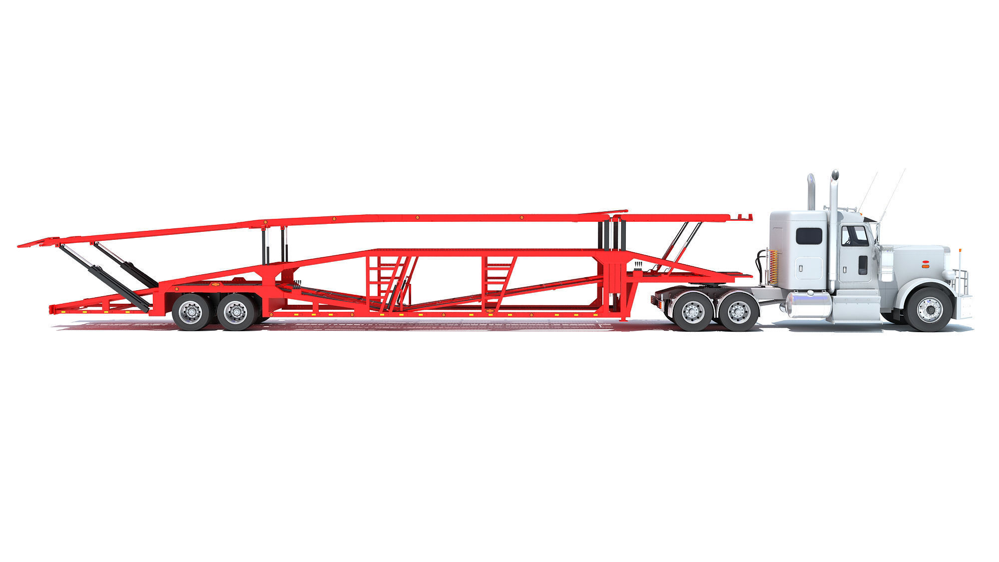 Car Carrier Semi Truck Trailer 3D model_5