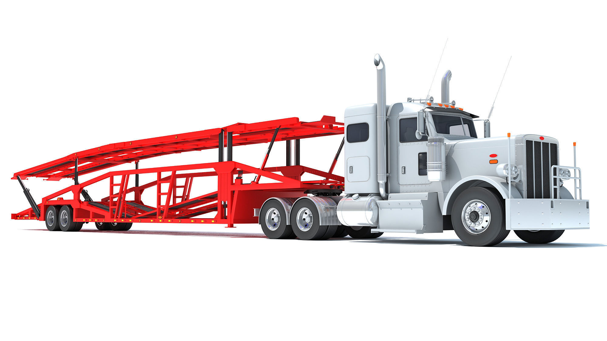 Car Carrier Semi Truck Trailer 3D model_8