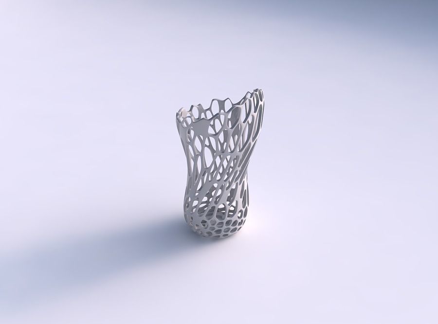 Vase vortex smooth with cracked organic lattice 3D print model_0
