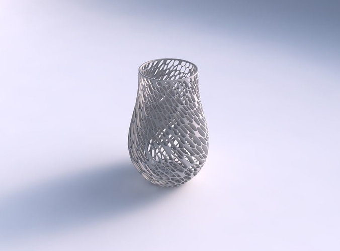 Vase twisted with organic lattice and twisted thickness 3D print model