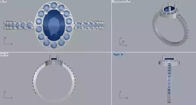 Sterling Silver Oval Halo Ring Gemstone Jewelry