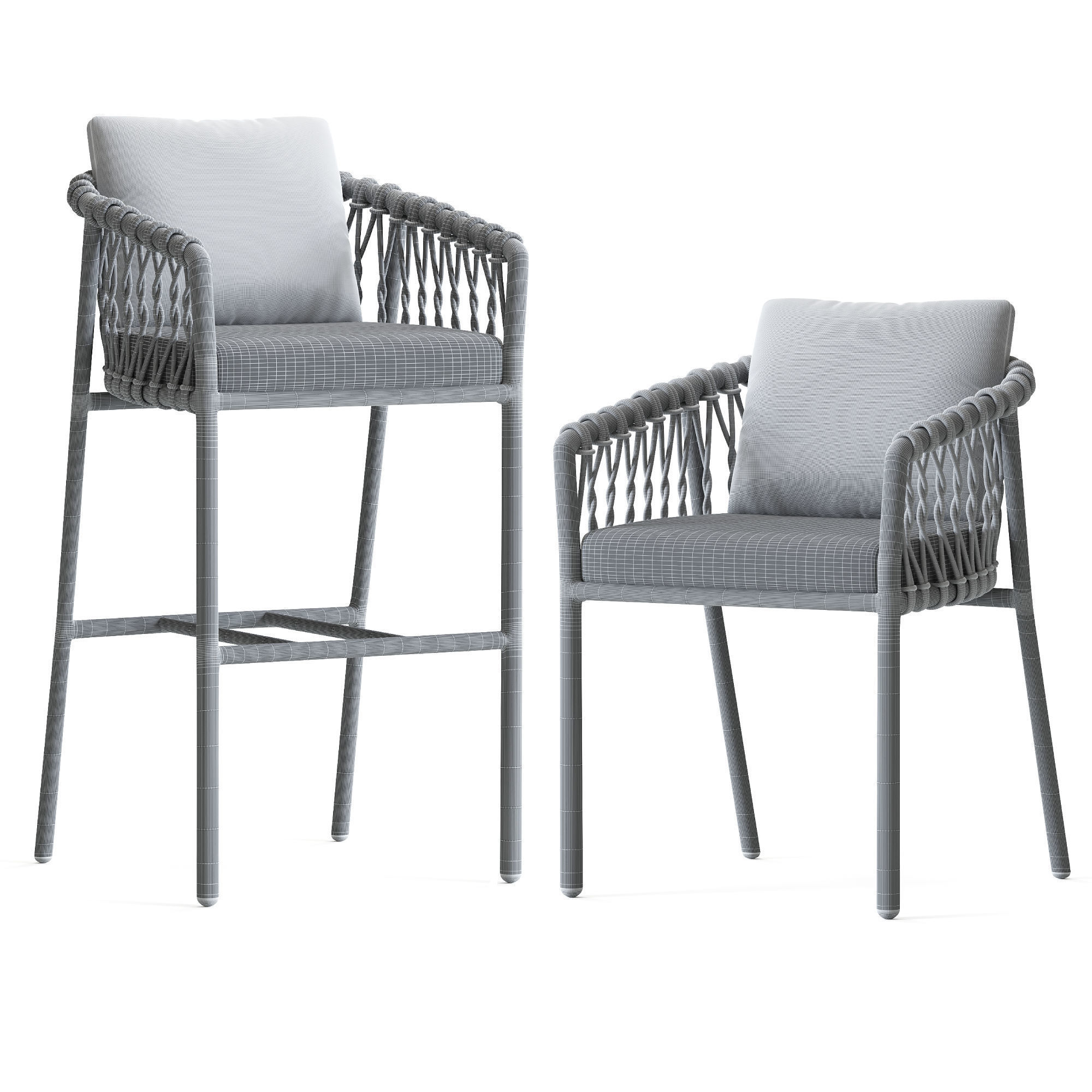 Oscar Bar Stool with Arms 3D model_2