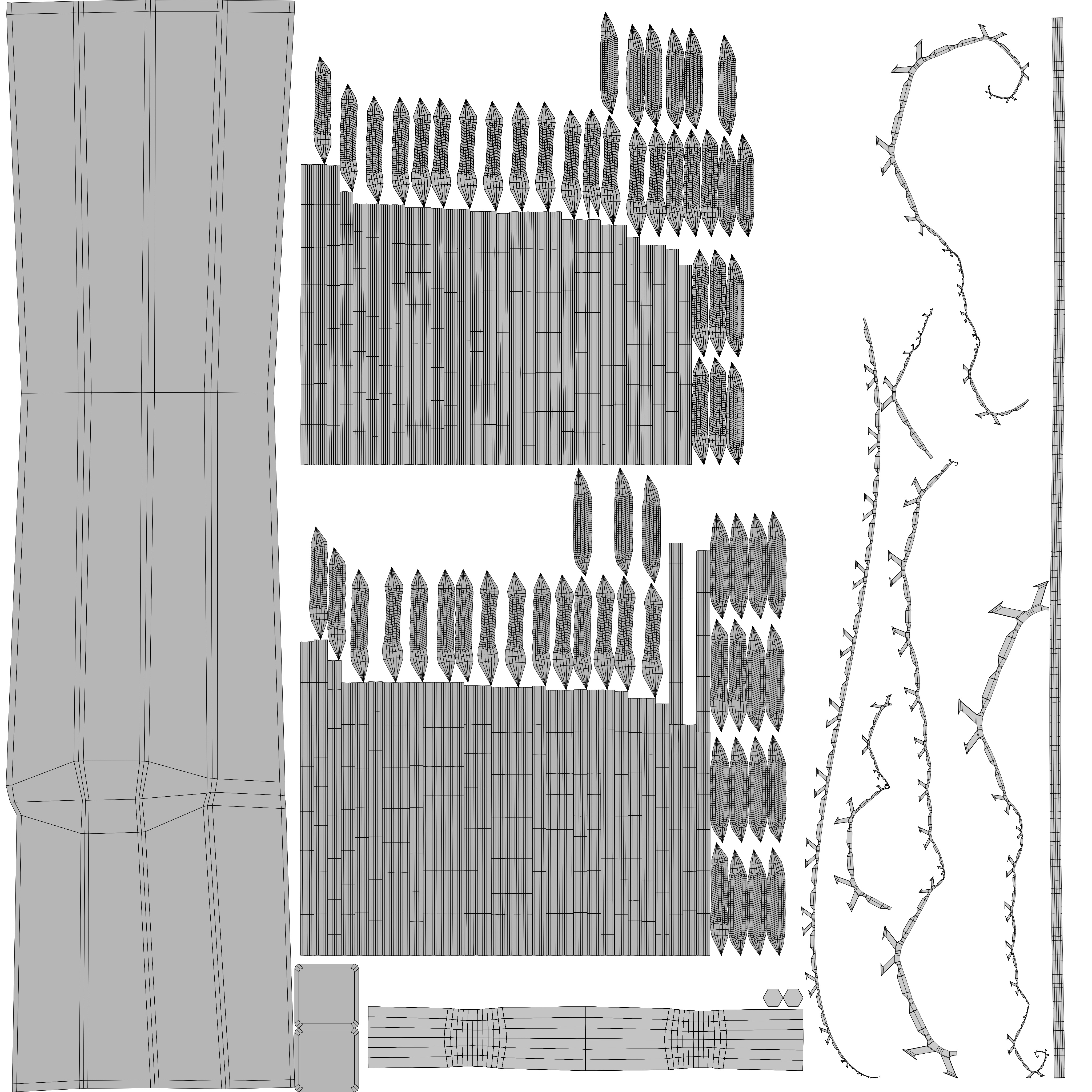 Concrete Post Barbed Wire Fence Low-poly 3D model_10