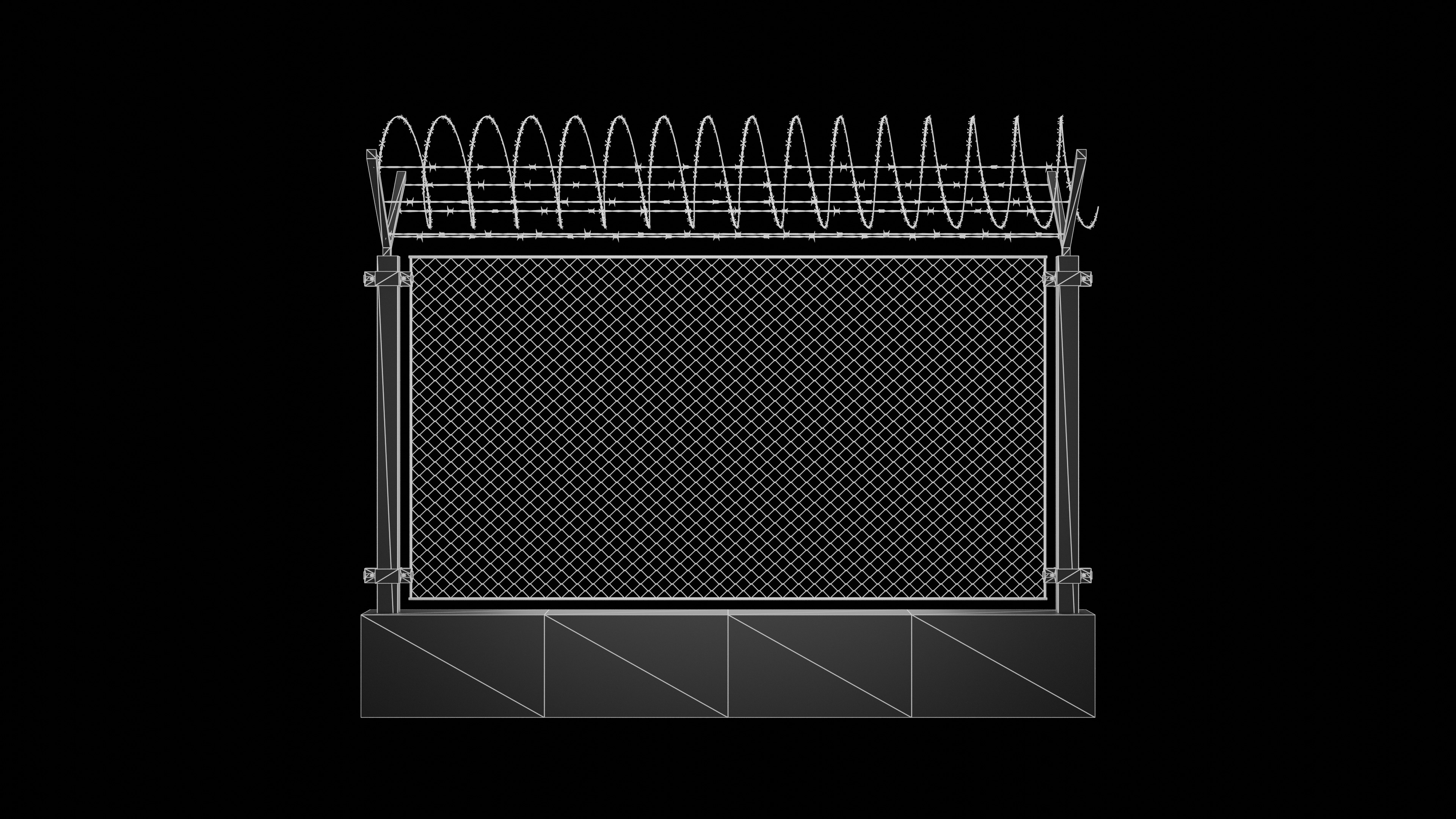 New High Security Razor Barbed Wire Fence Low-poly 3D model_7