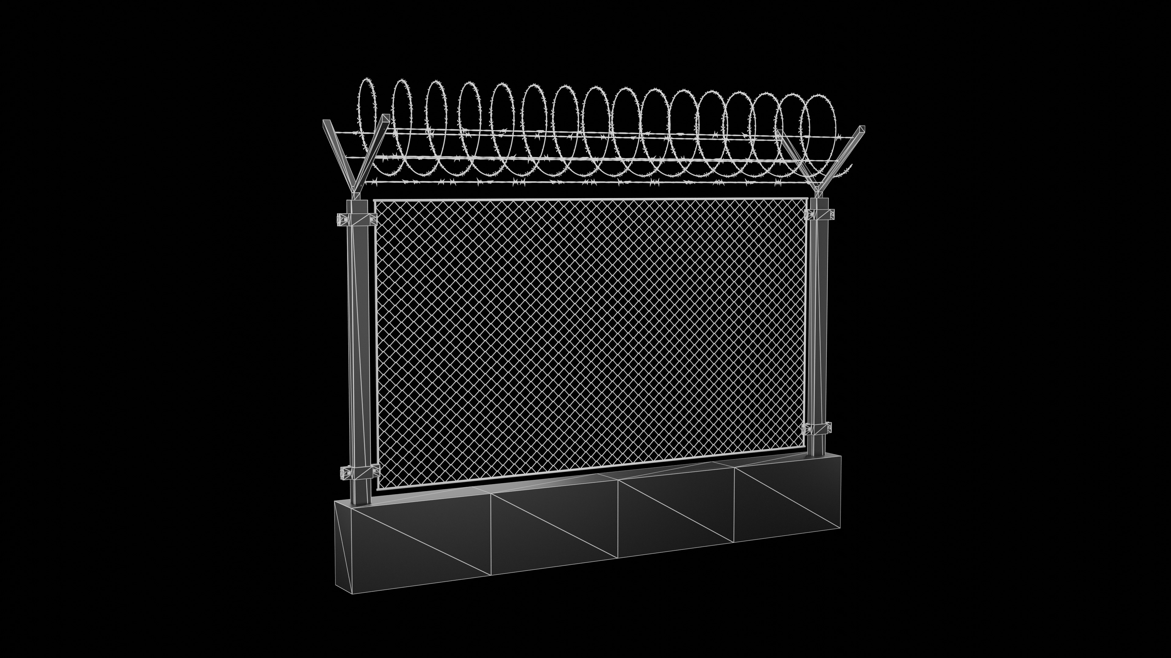 New High Security Razor Barbed Wire Fence Low-poly 3D model_6