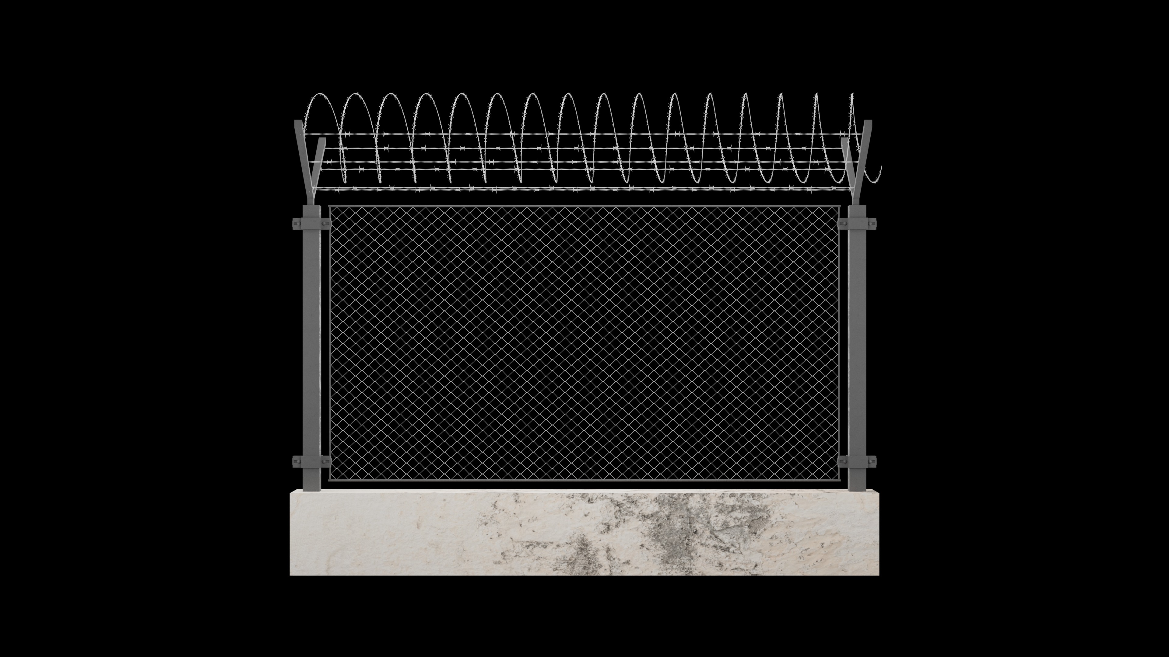 New High Security Razor Barbed Wire Fence Low-poly 3D model_2