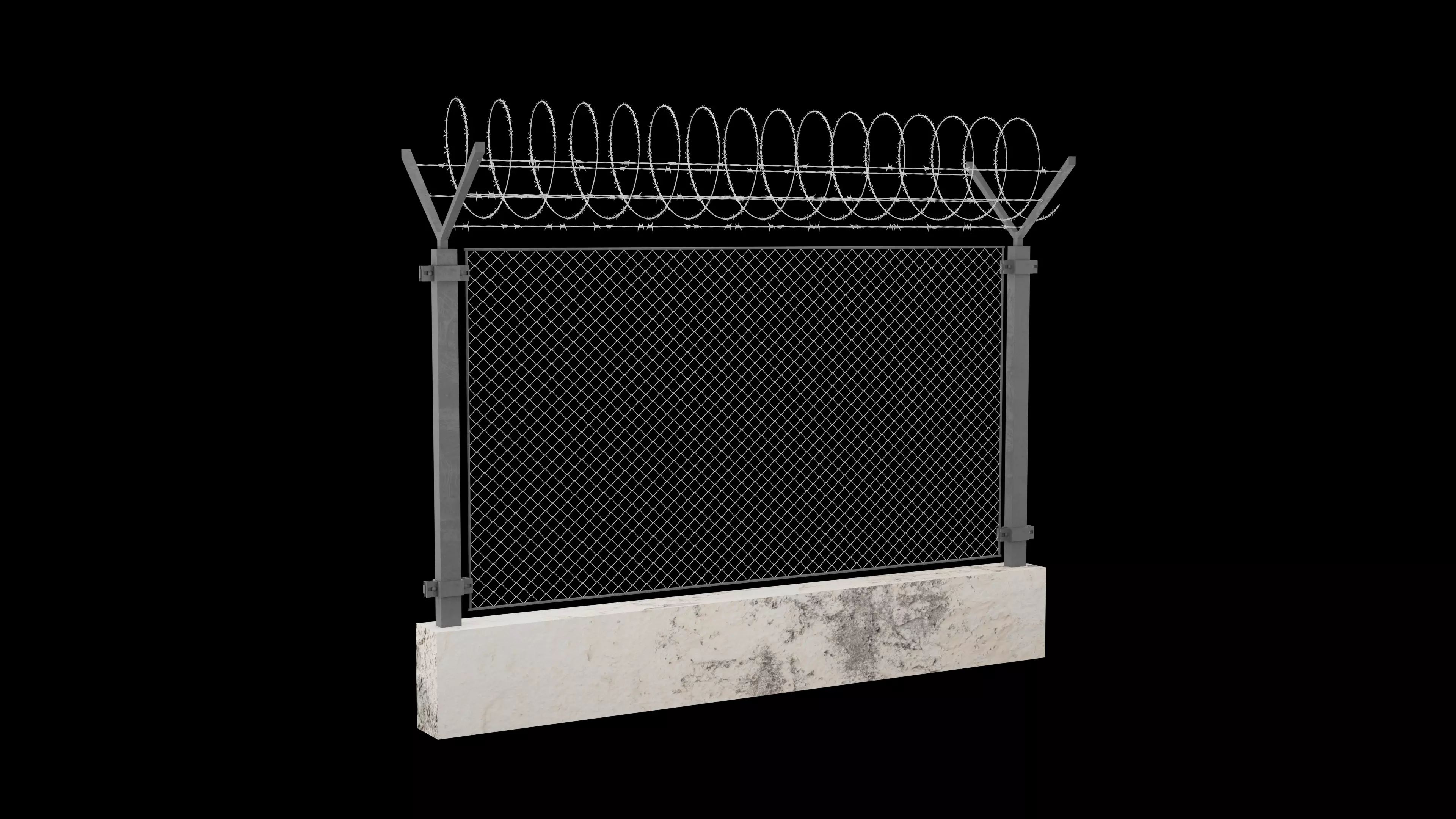 New High Security Razor Barbed Wire Fence Low-poly 3D model_0