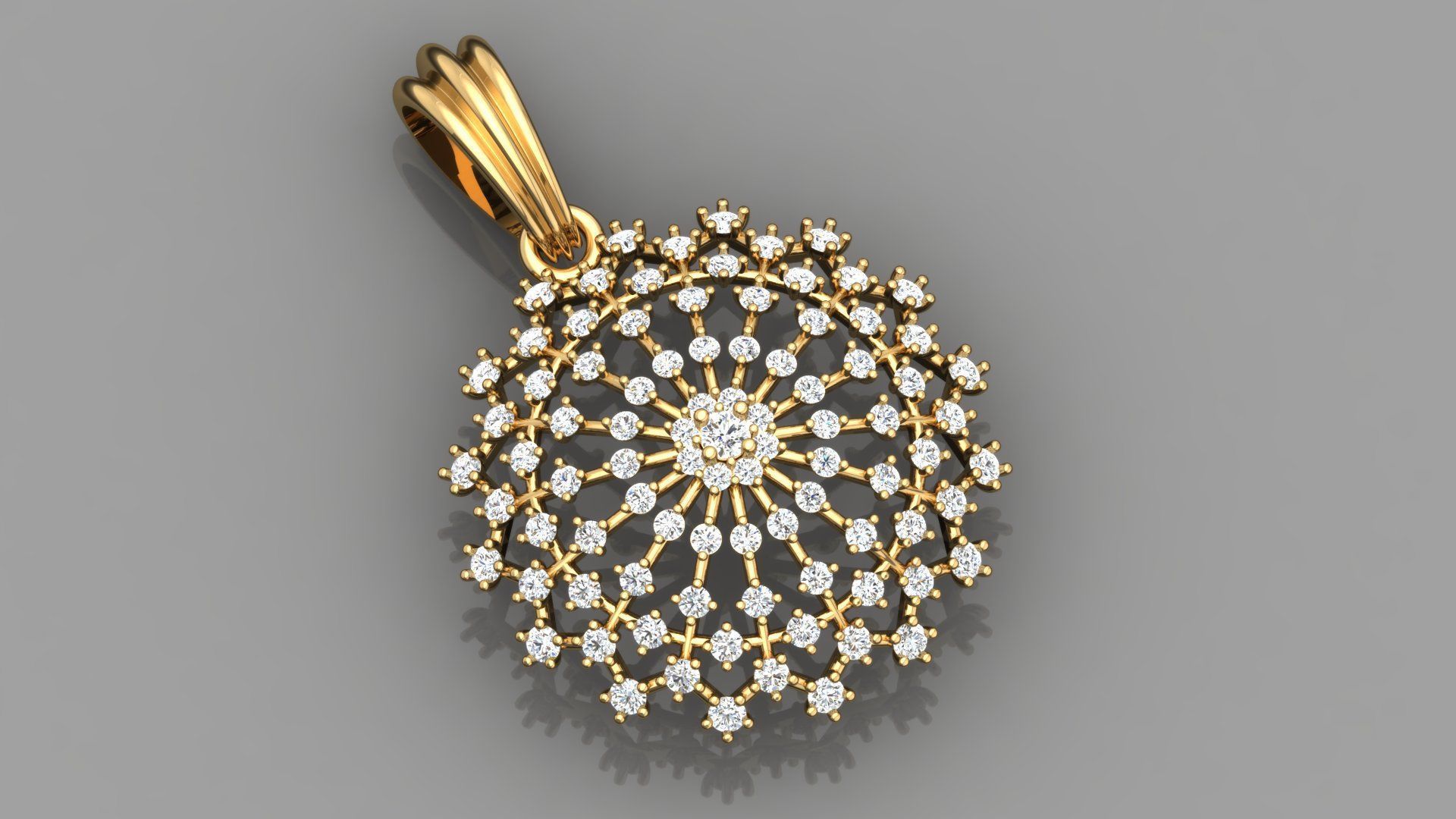 ELEGANT SNOWFLAKE DIAMOND PENDANT 3D print model_3
