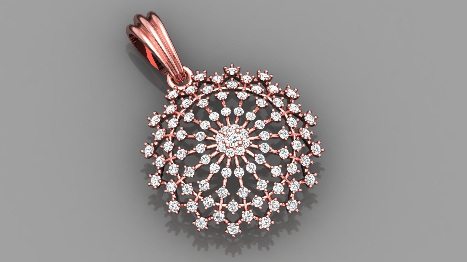 ELEGANT SNOWFLAKE DIAMOND PENDANT 3D print model_1