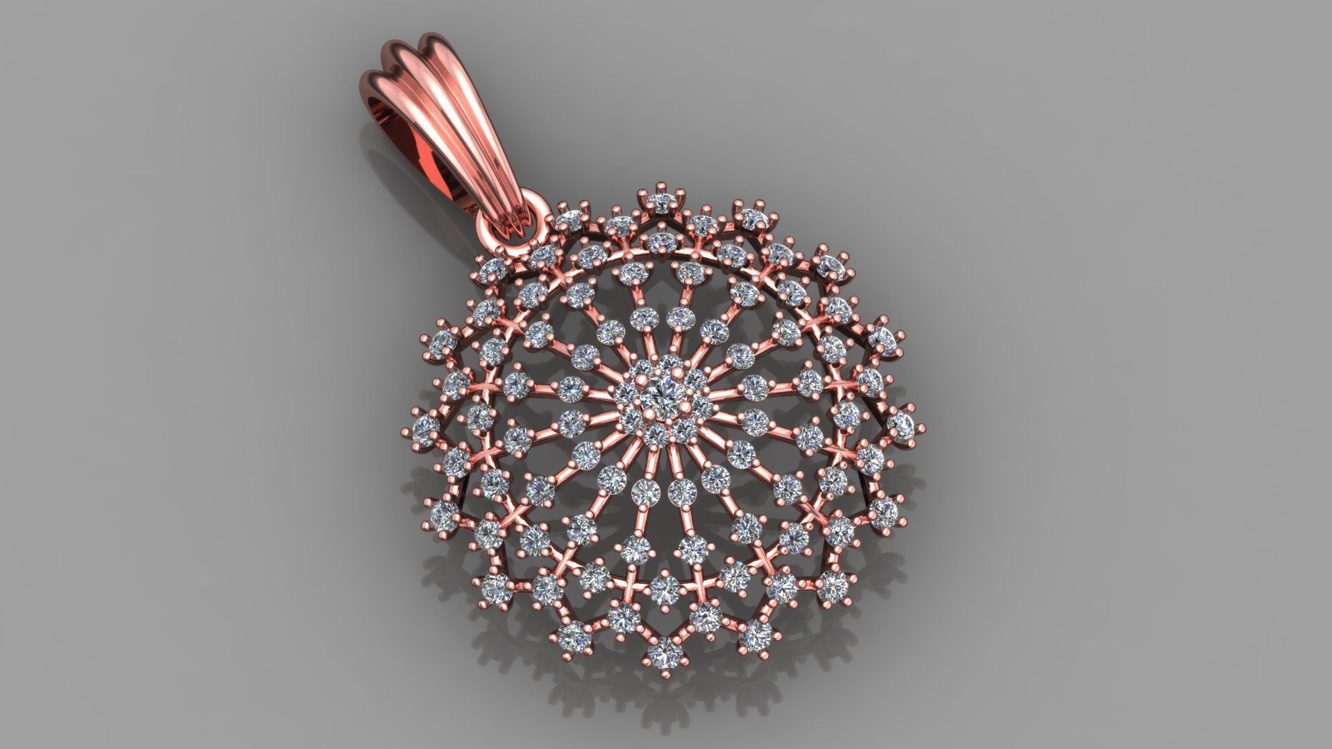 ELEGANT SNOWFLAKE DIAMOND PENDANT 3D print model_6