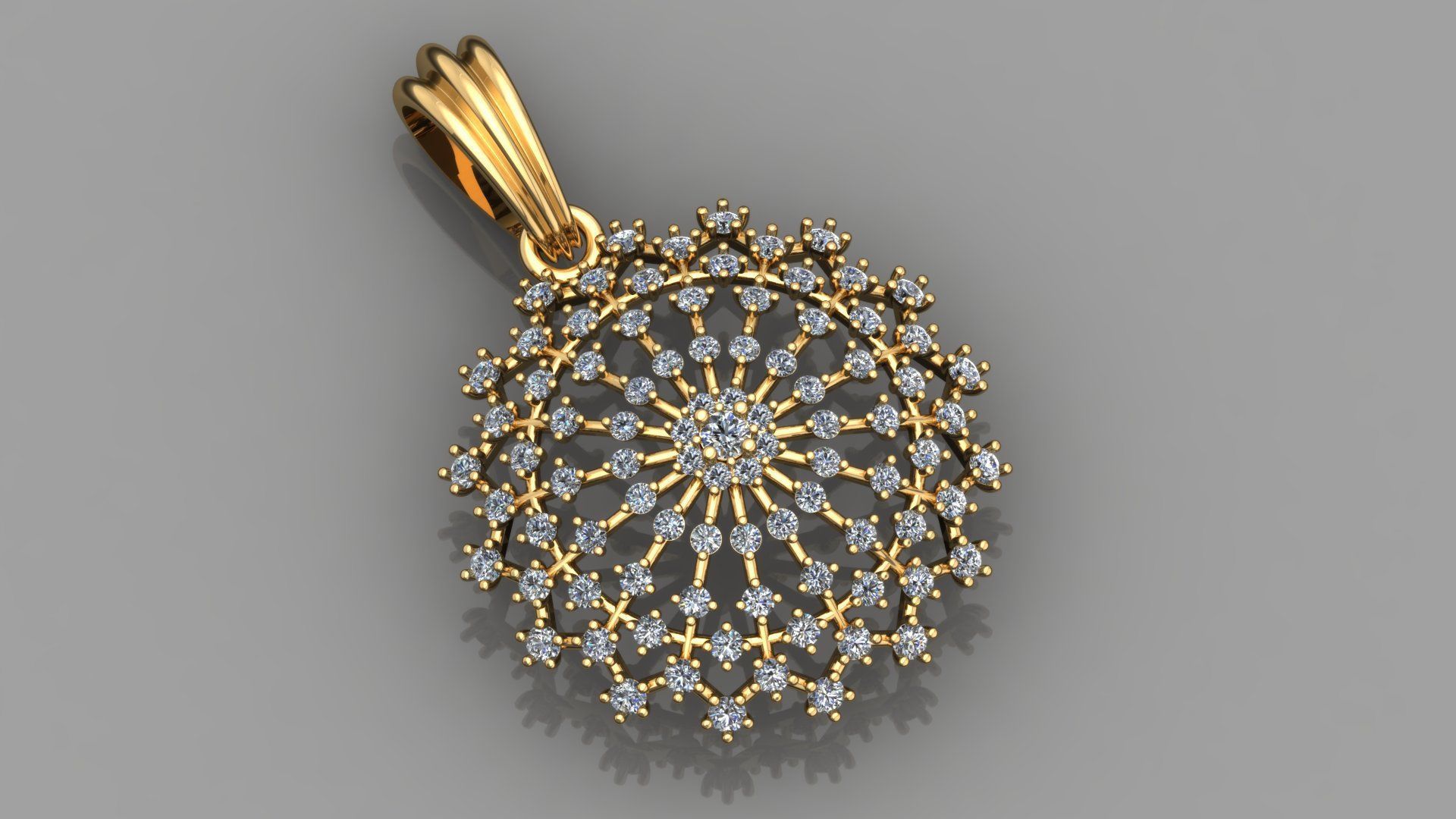 ELEGANT SNOWFLAKE DIAMOND PENDANT 3D print model_4