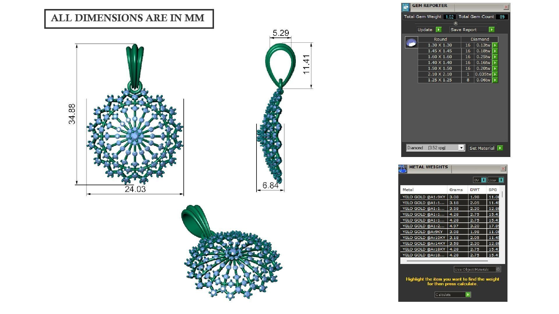 ELEGANT SNOWFLAKE DIAMOND PENDANT 3D print model_2
