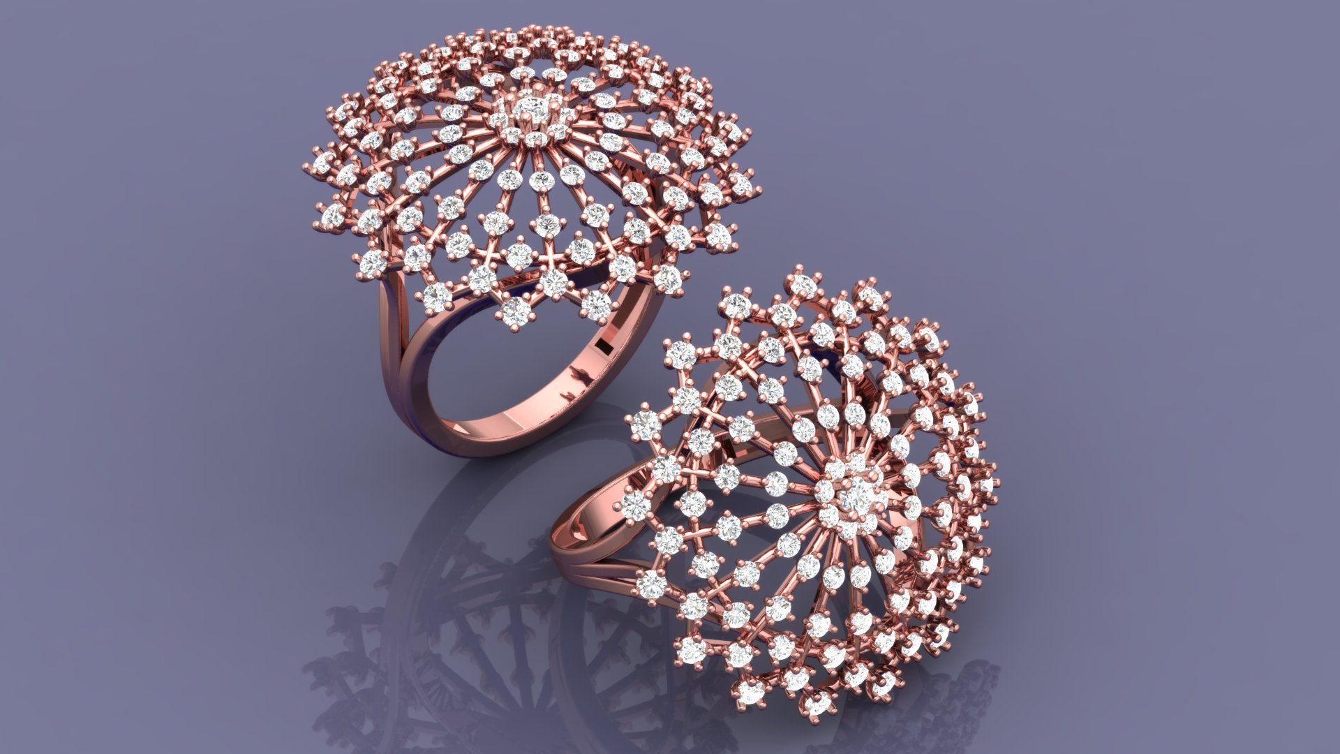 ELEGANT SNOWFLAKE DIAMOND RING 3D print model_8