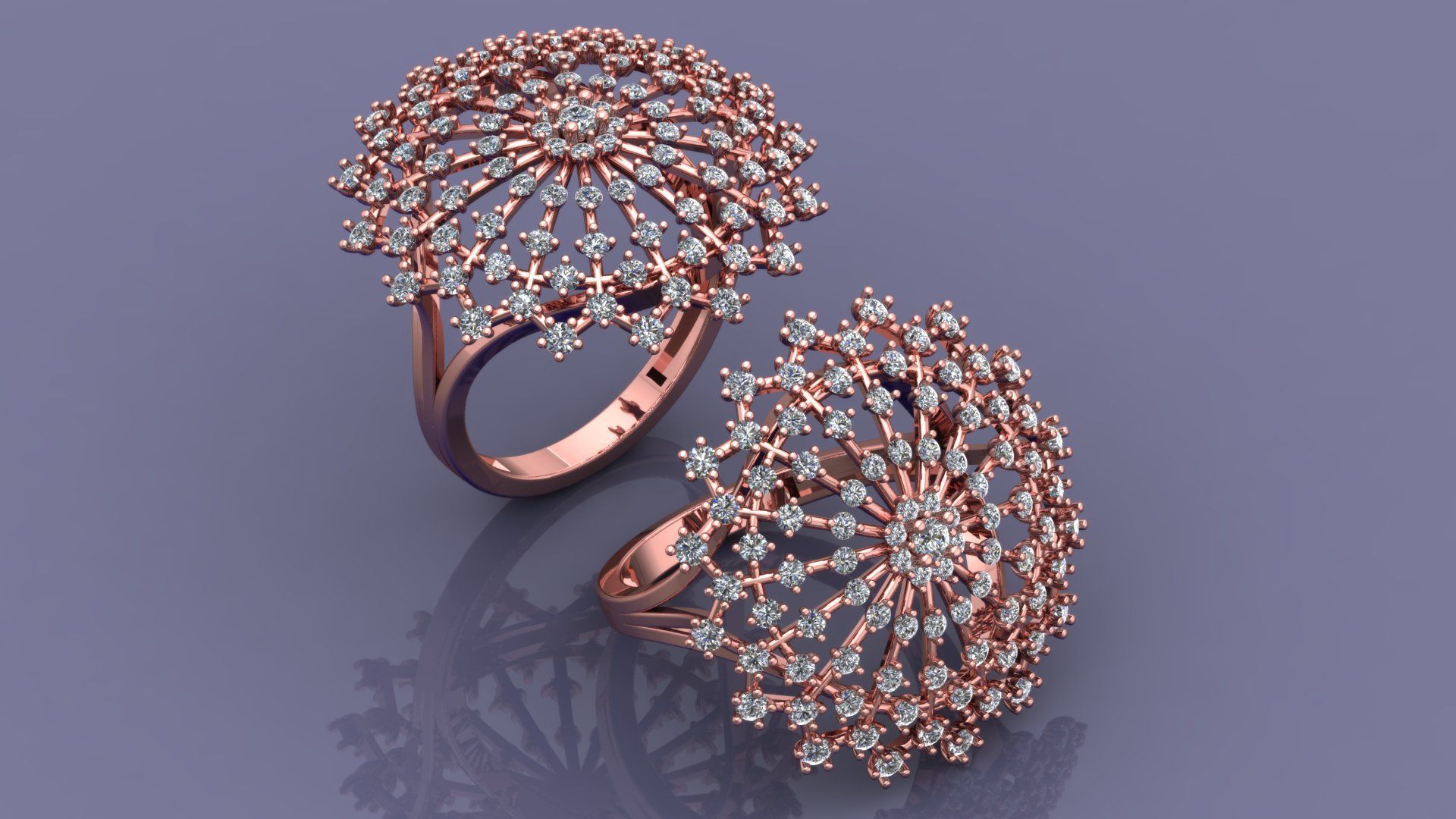 ELEGANT SNOWFLAKE DIAMOND RING 3D print model_5