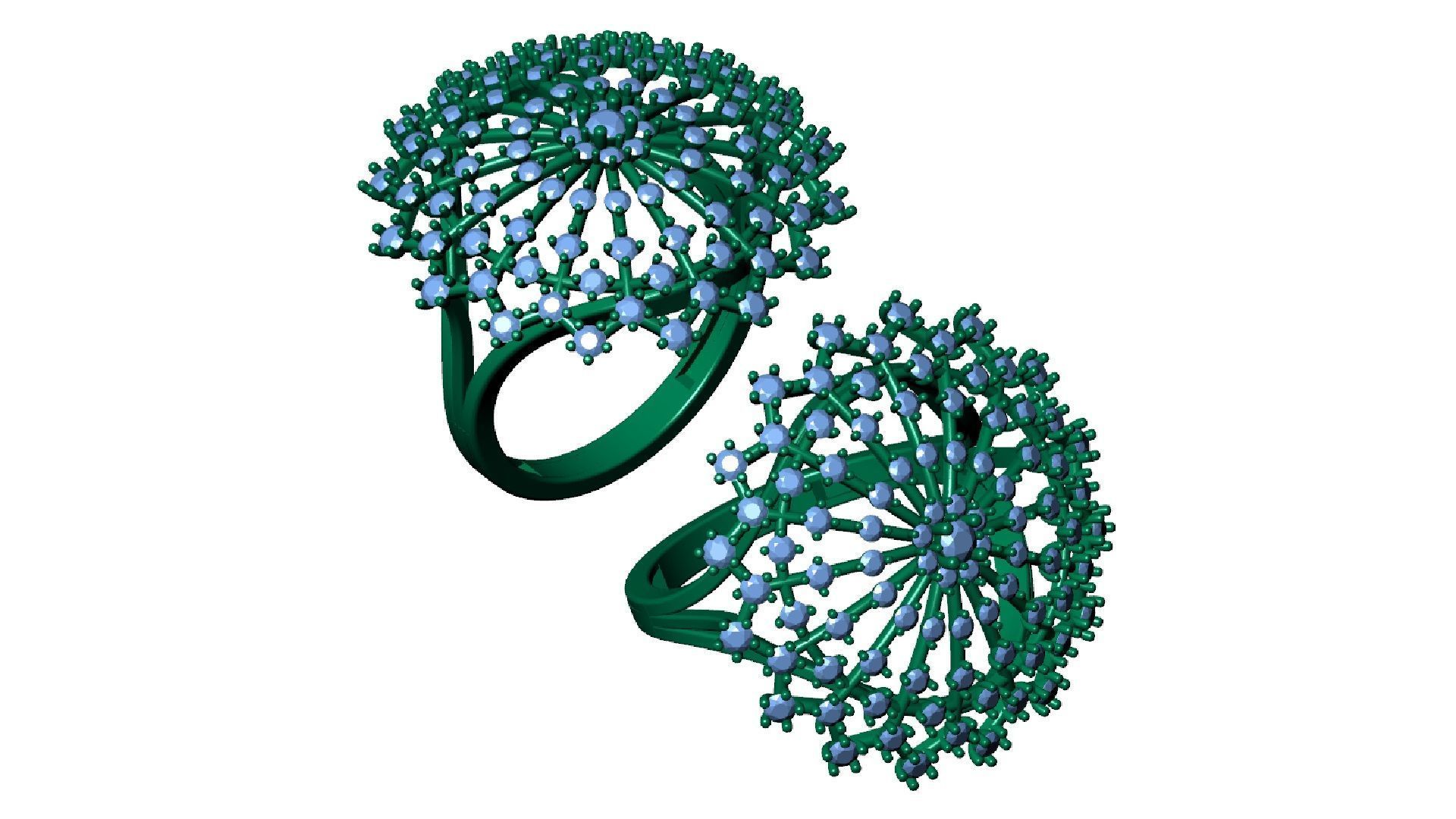 ELEGANT SNOWFLAKE DIAMOND RING 3D print model_4