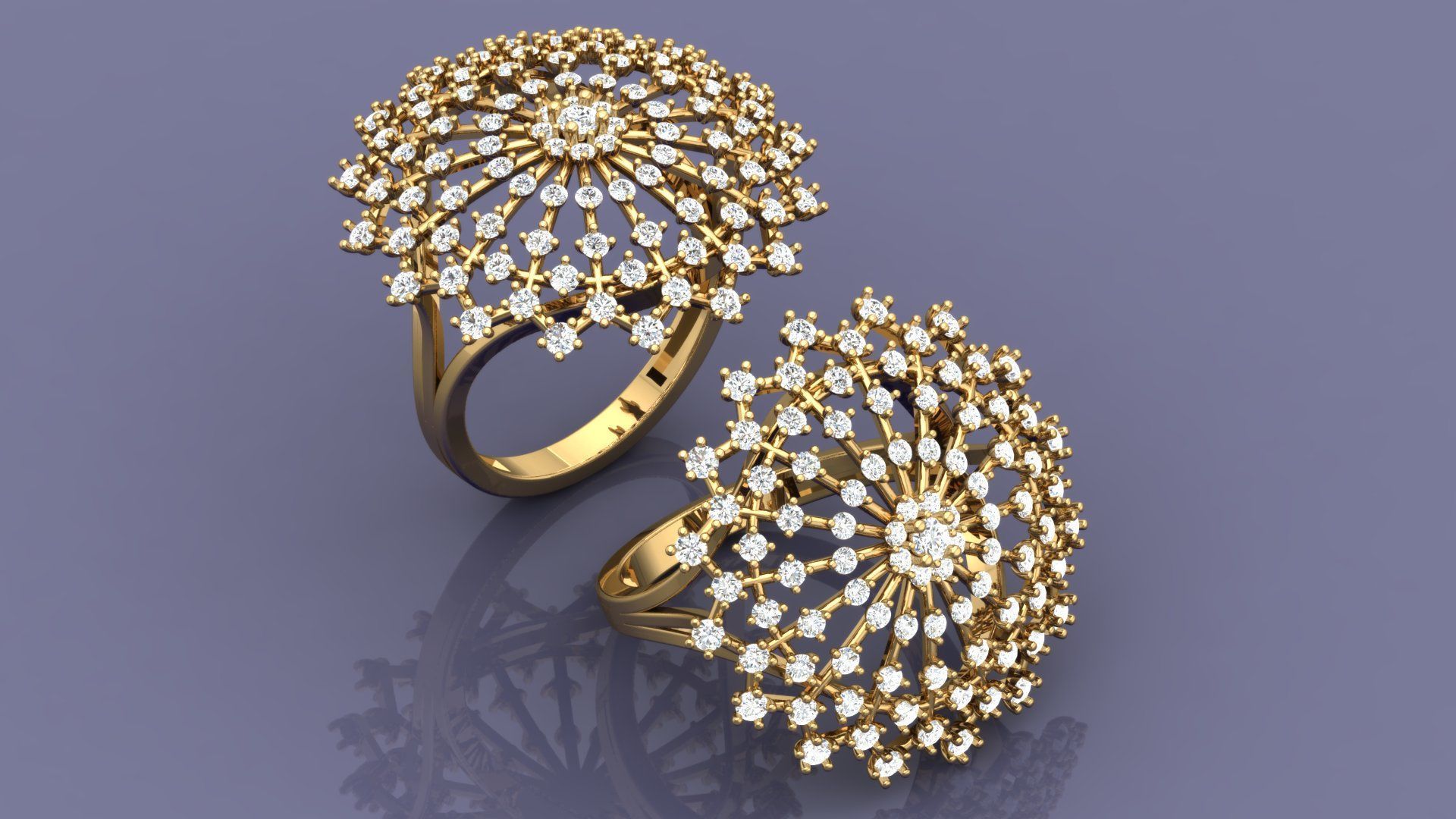 ELEGANT SNOWFLAKE DIAMOND RING 3D print model_1