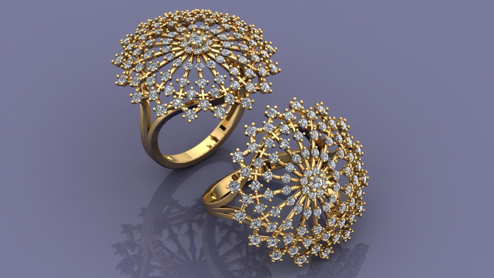 ELEGANT SNOWFLAKE DIAMOND RING 3D print model_7
