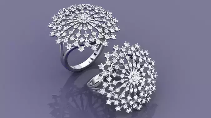 ELEGANT SNOWFLAKE DIAMOND RING 3D print model