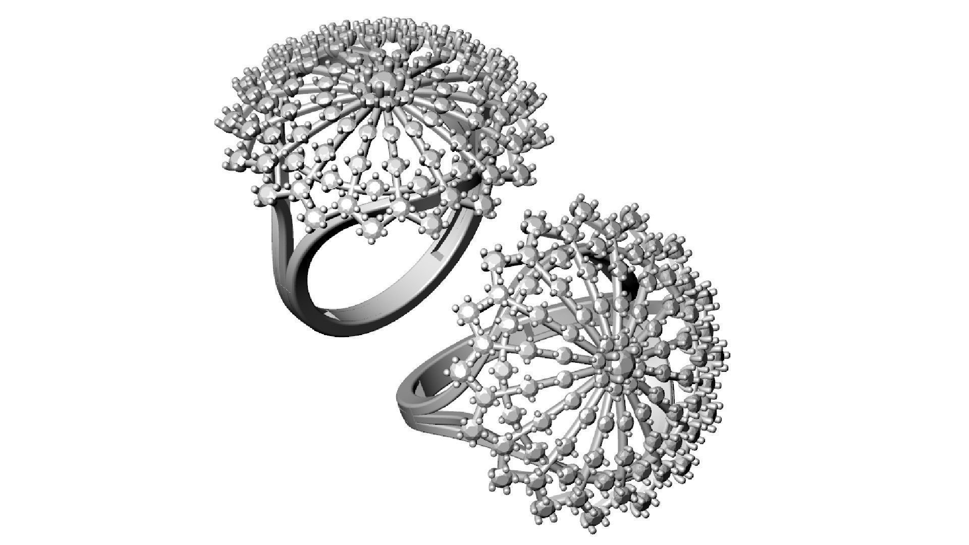 ELEGANT SNOWFLAKE DIAMOND RING 3D print model_9