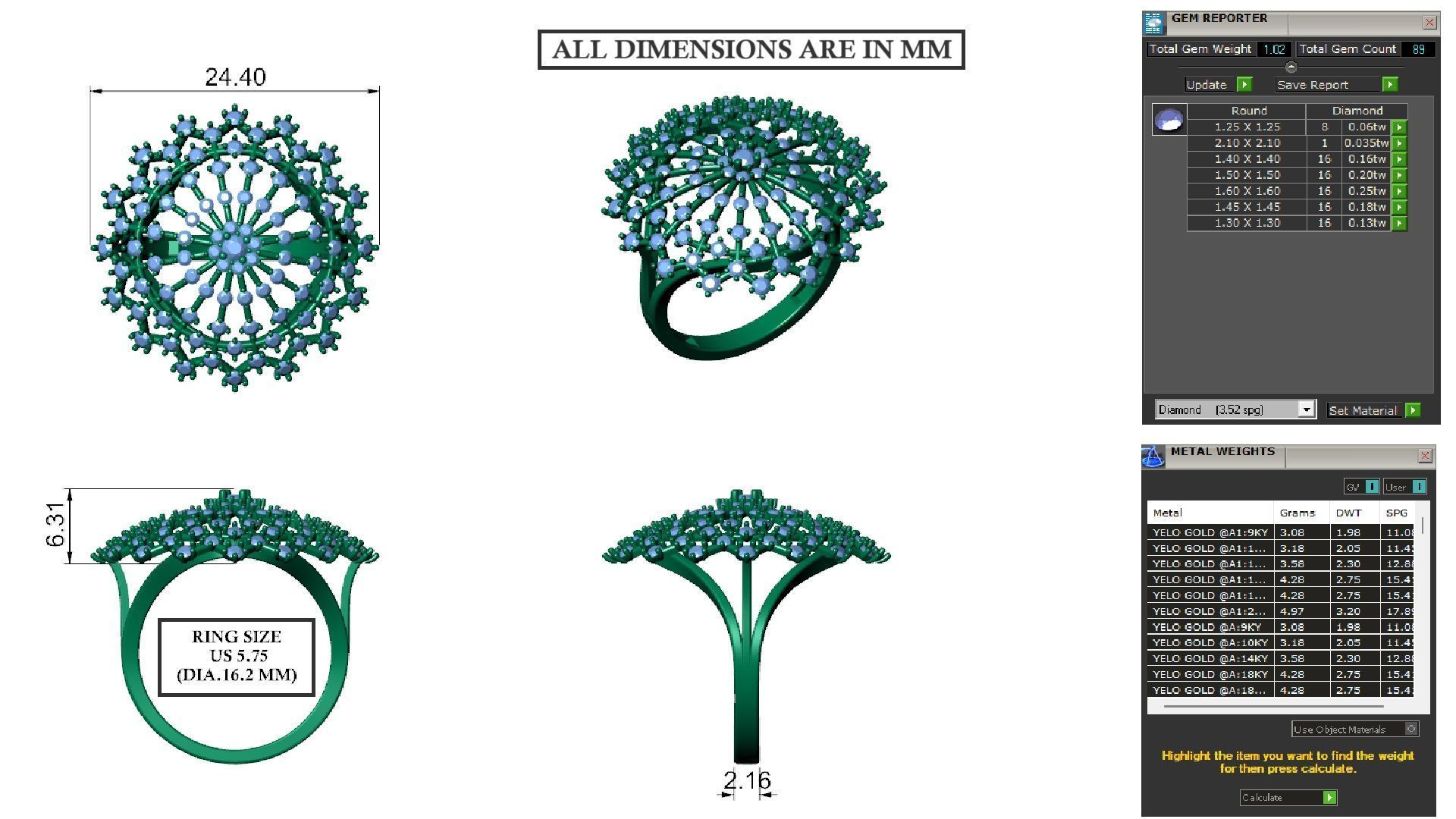ELEGANT SNOWFLAKE DIAMOND RING 3D print model_2