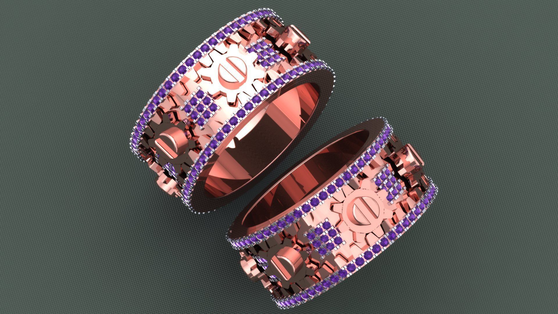 DIAMOND MECHANICAL GEAR  RING 3D print model_9