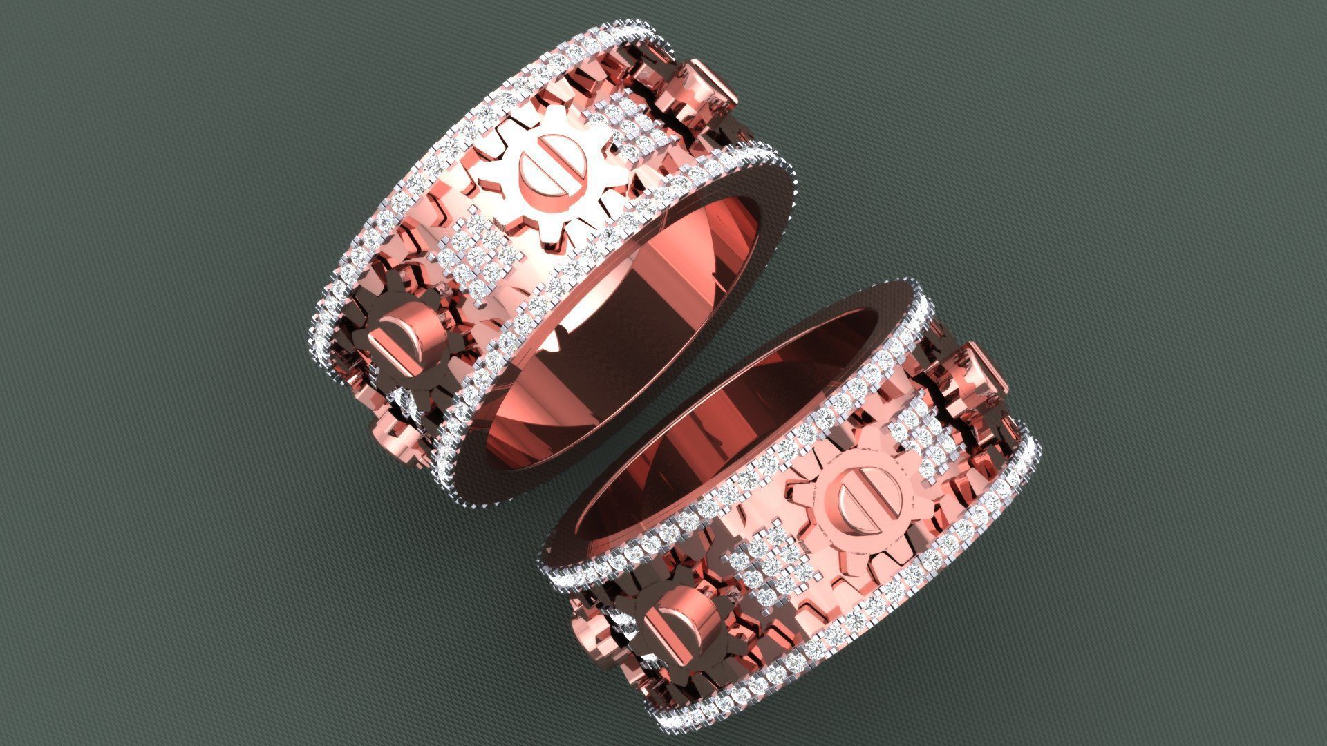 DIAMOND MECHANICAL GEAR  RING 3D print model_5