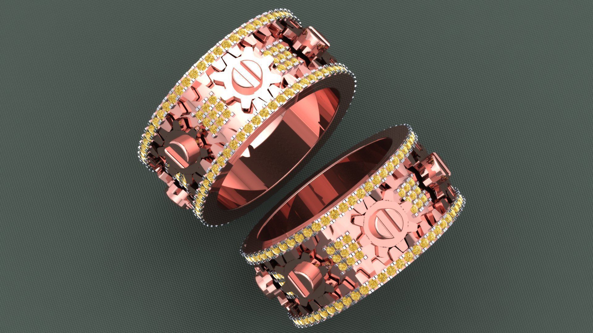 DIAMOND MECHANICAL GEAR  RING 3D print model_7