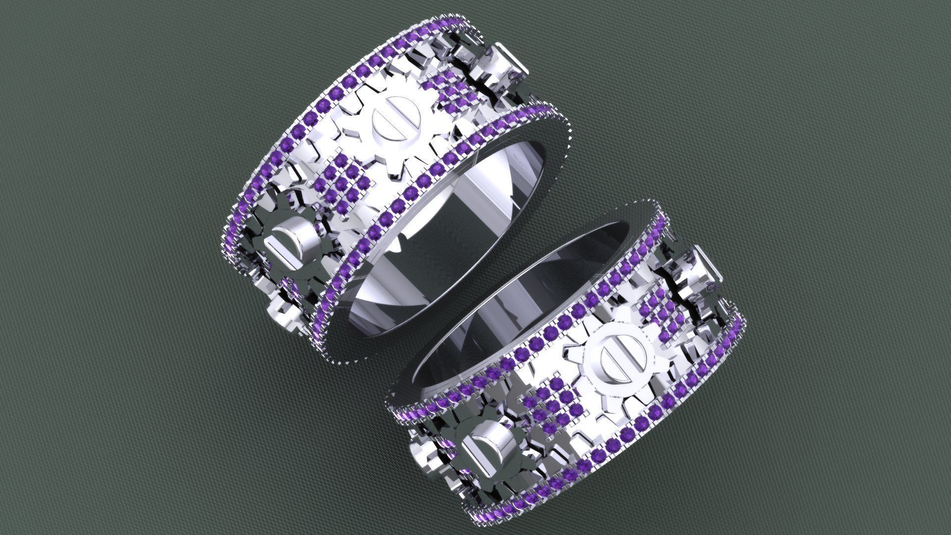 DIAMOND MECHANICAL GEAR  RING 3D print model_11