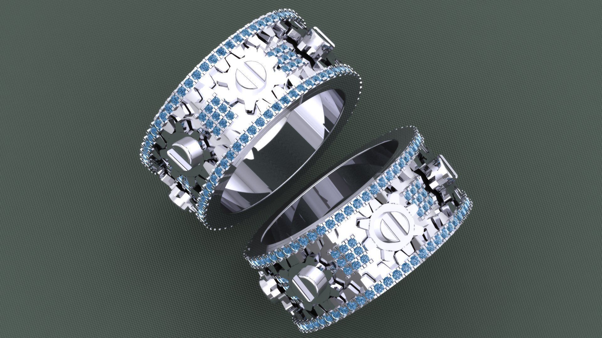 DIAMOND MECHANICAL GEAR  RING 3D print model_1