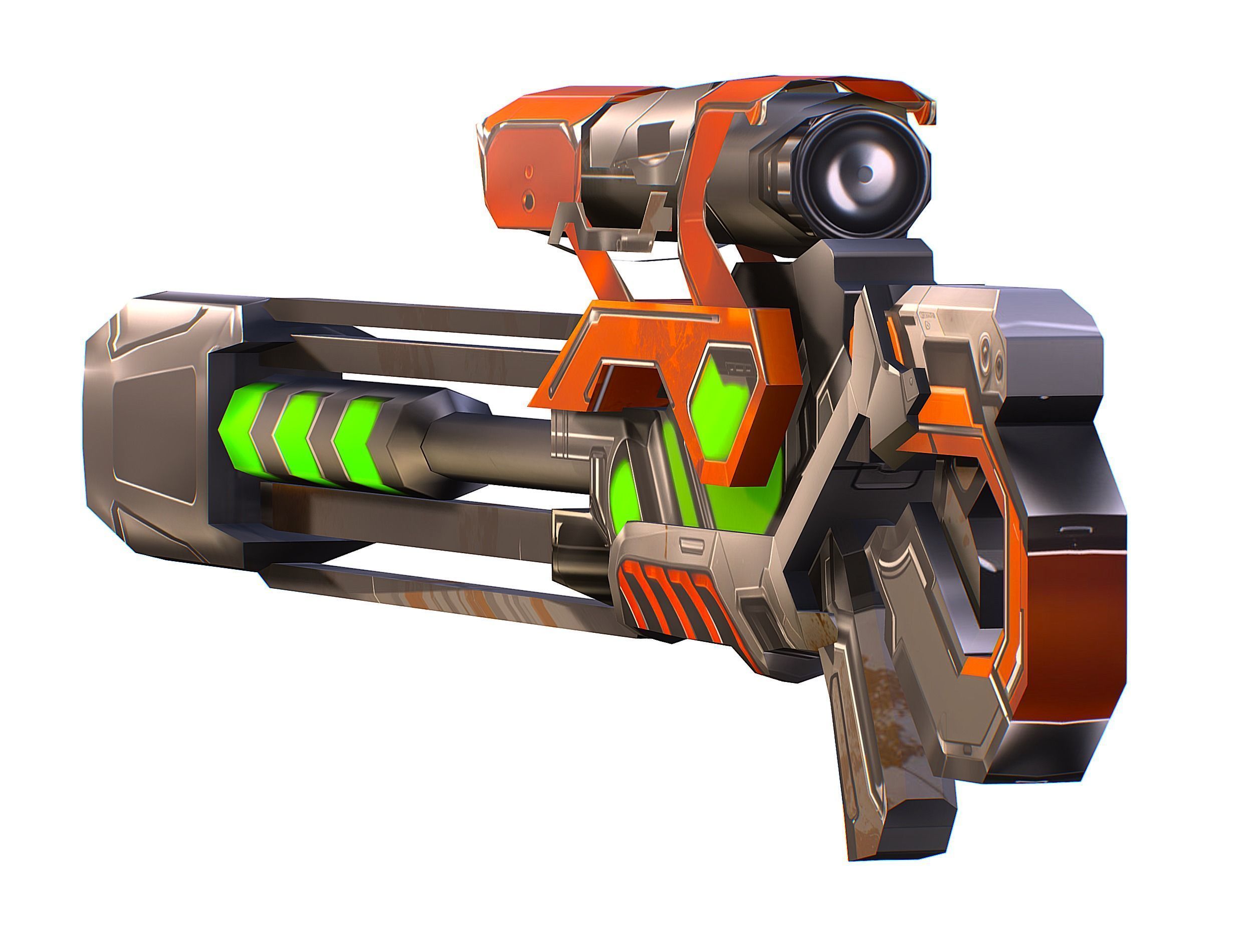 Cartoon Sci-Fi Cyborg Drone Sniper Soldier Low-poly 3D model_29