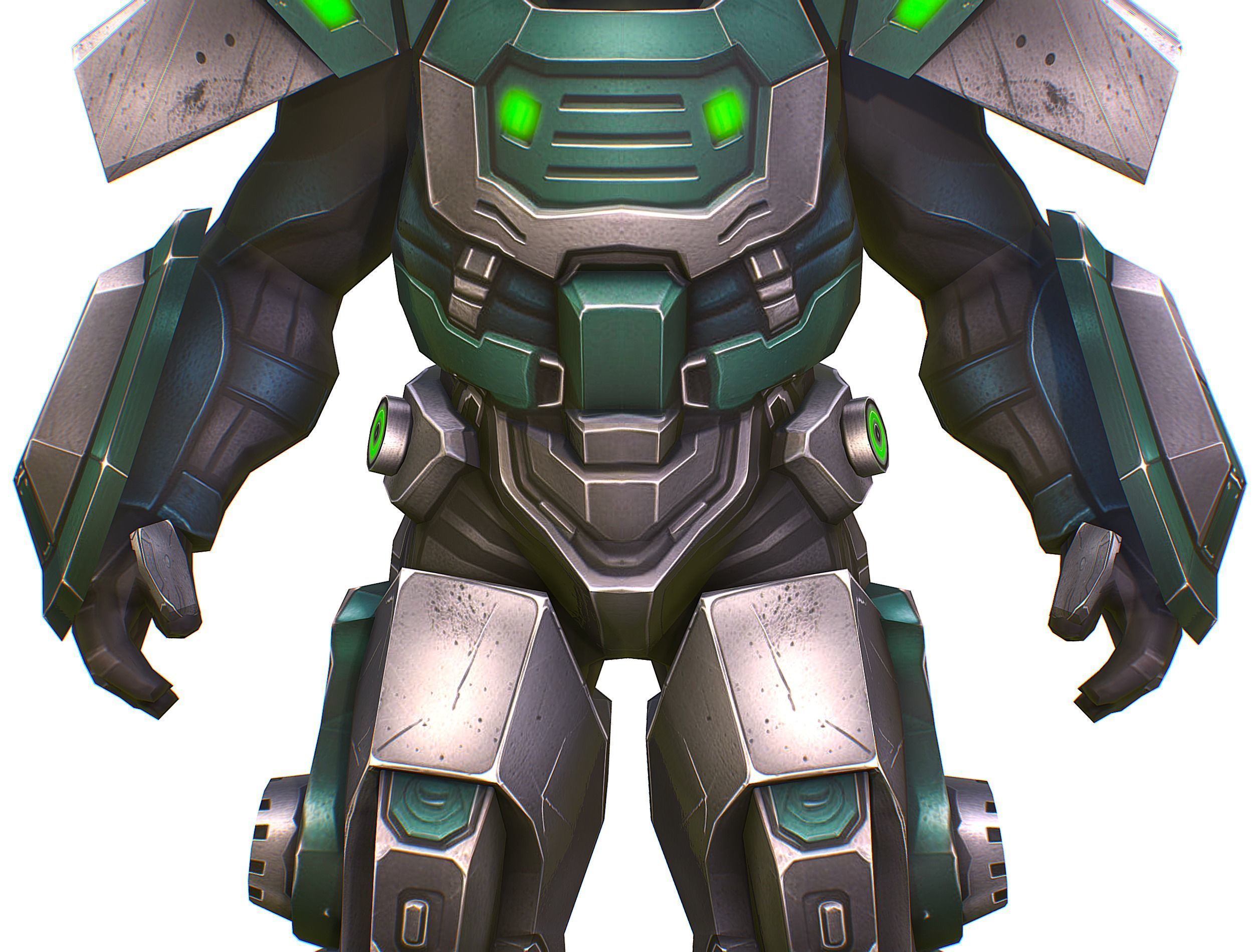 Cartoon Sci-Fi Cyborg Drone Sniper Soldier Low-poly 3D model_46