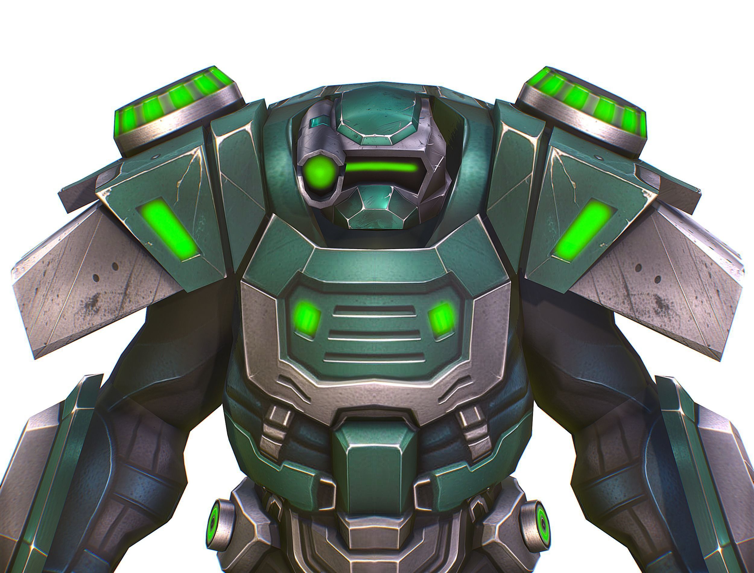 Cartoon Sci-Fi Cyborg Drone Sniper Soldier Low-poly 3D model_45