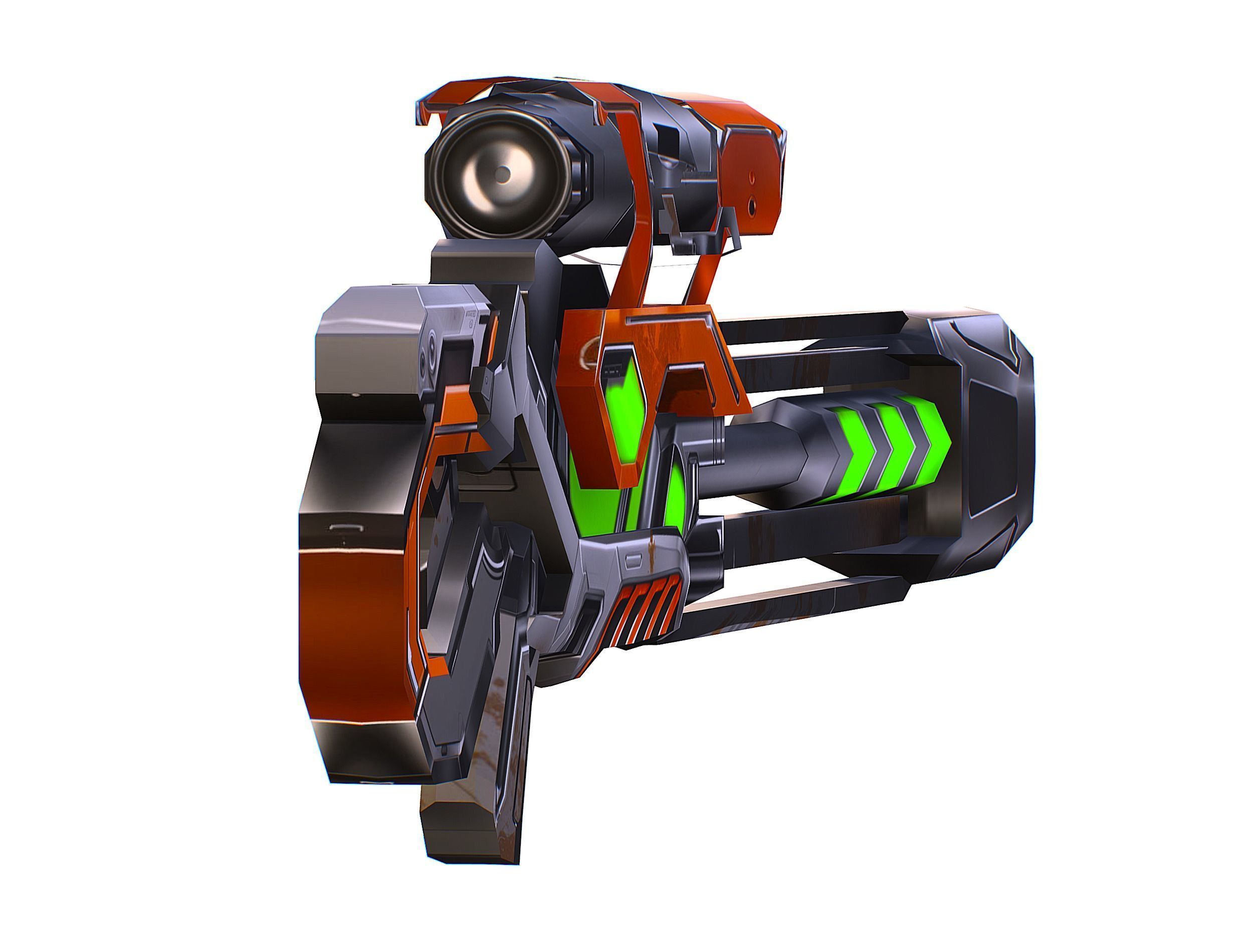 Cartoon Sci-Fi Cyborg Drone Sniper Soldier Low-poly 3D model_31