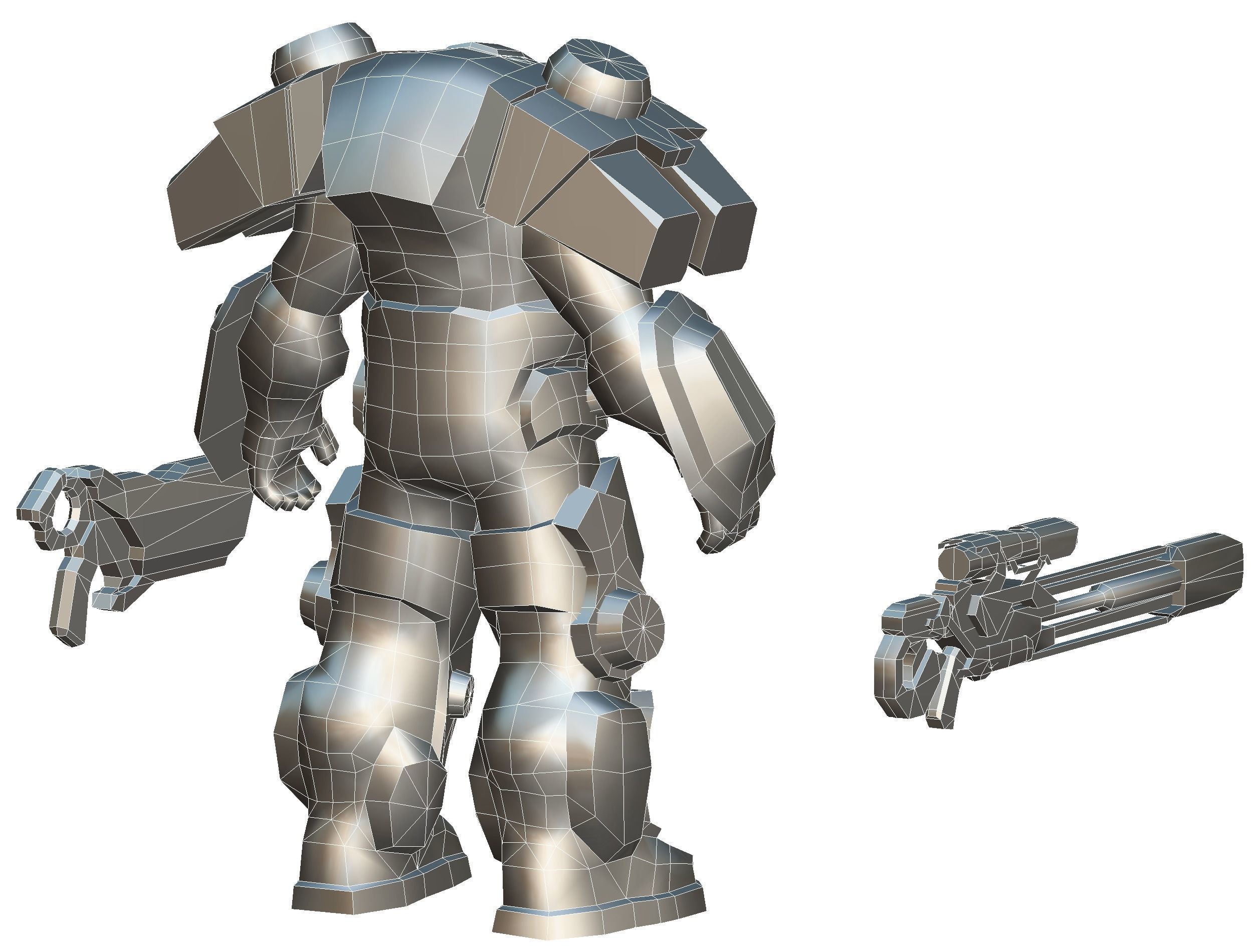 Cartoon Sci-Fi Cyborg Drone Sniper Soldier Low-poly 3D model_57