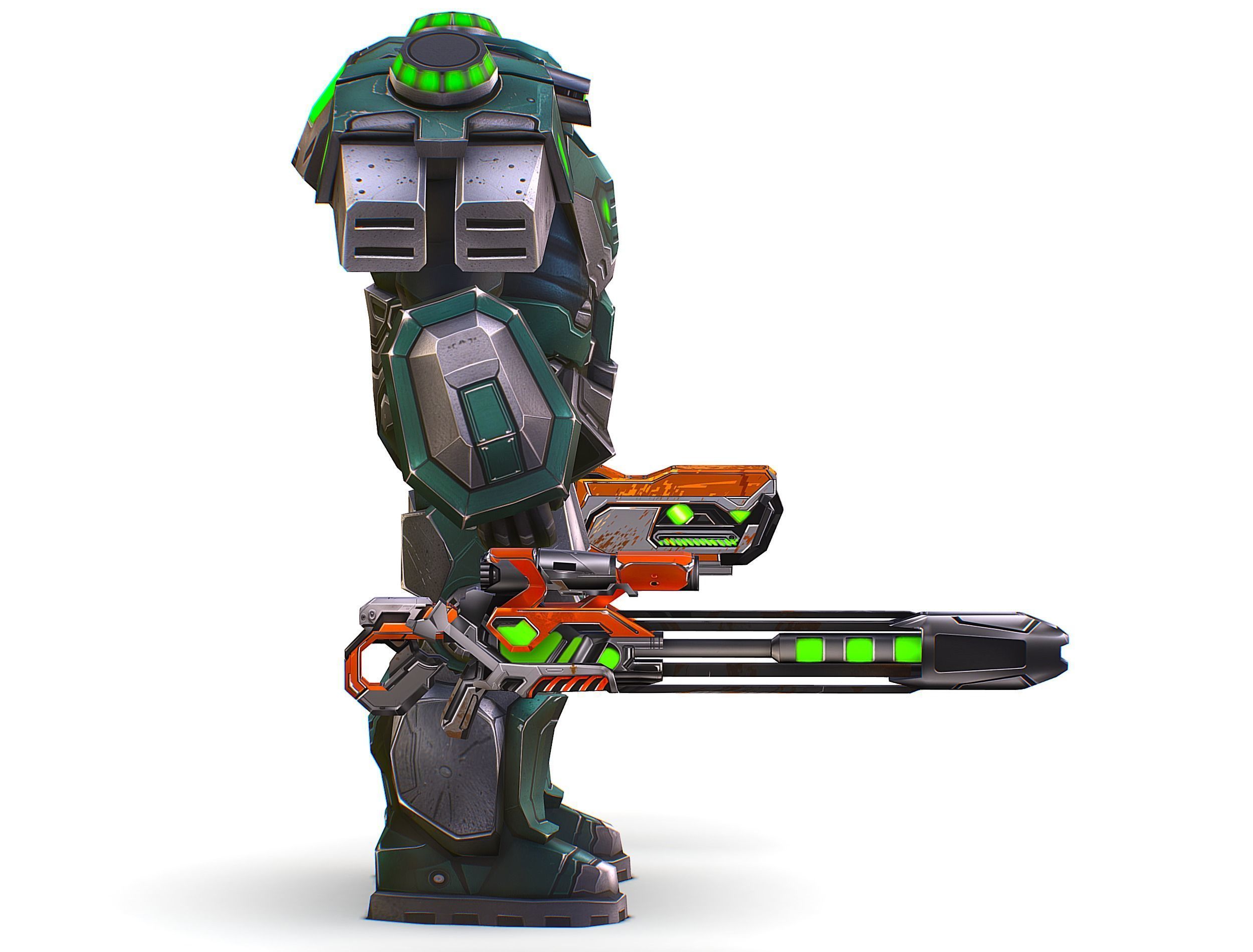 Cartoon Sci-Fi Cyborg Drone Sniper Soldier Low-poly 3D model_20