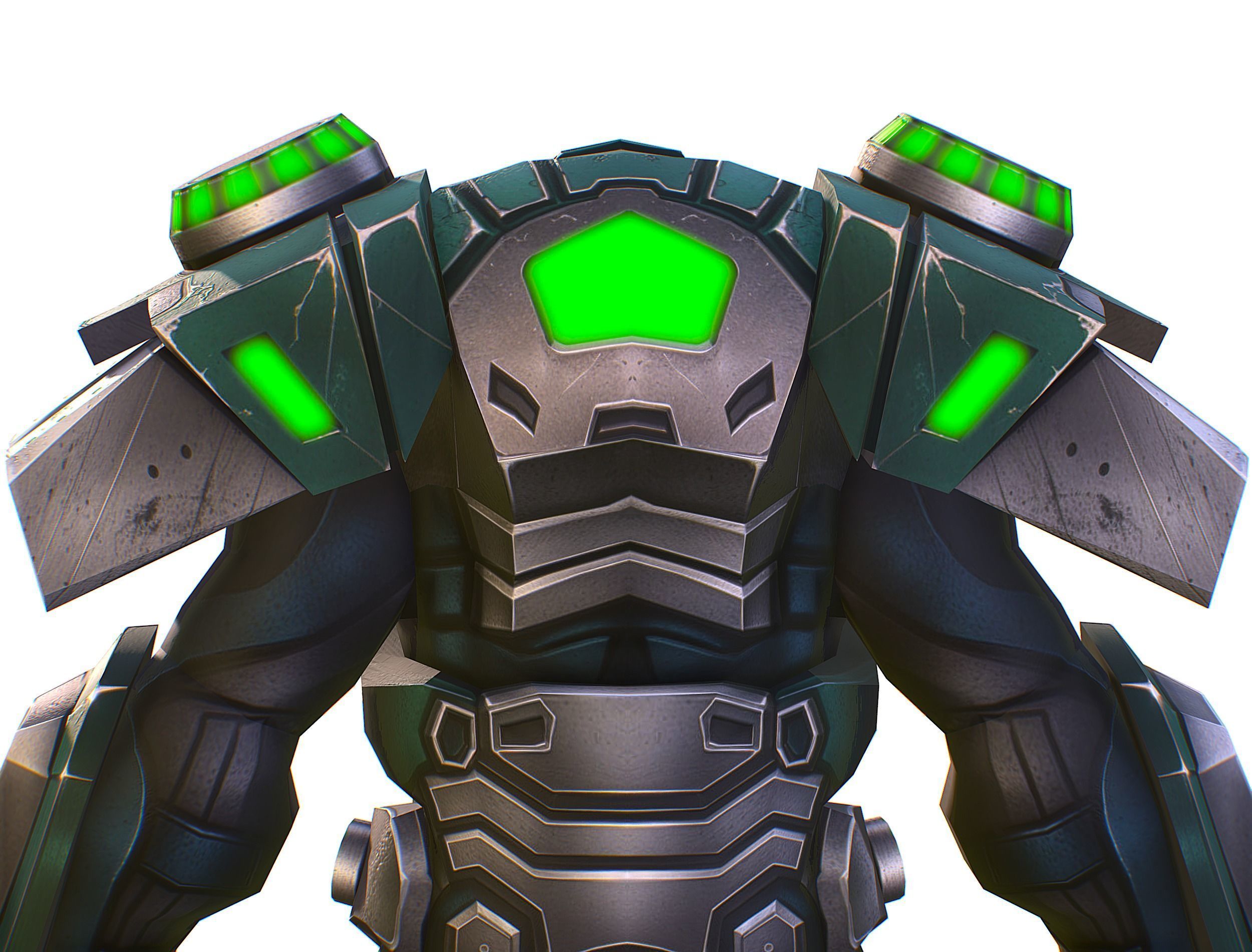 Cartoon Sci-Fi Cyborg Drone Sniper Soldier Low-poly 3D model_48