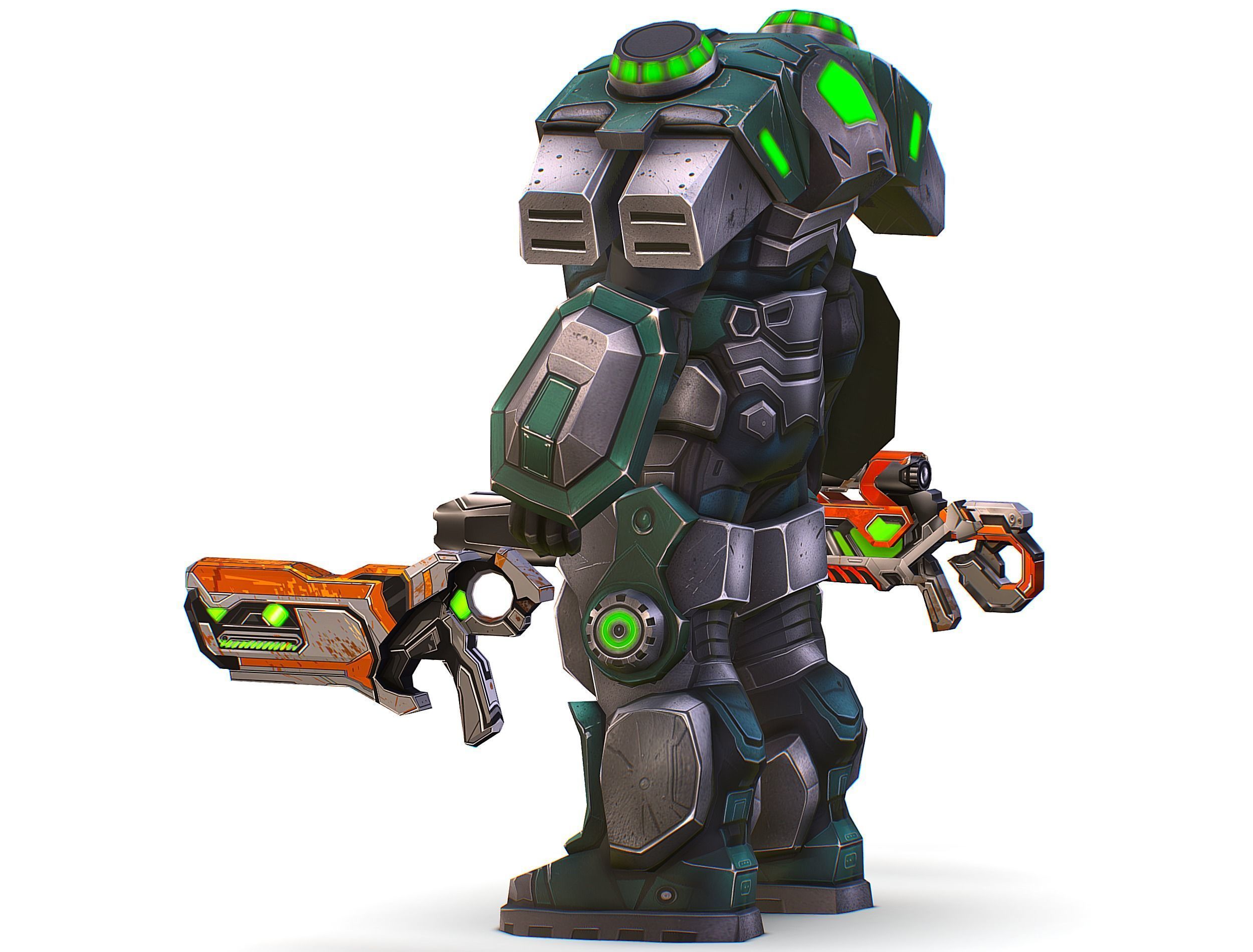 Cartoon Sci-Fi Cyborg Drone Sniper Soldier Low-poly 3D model_10