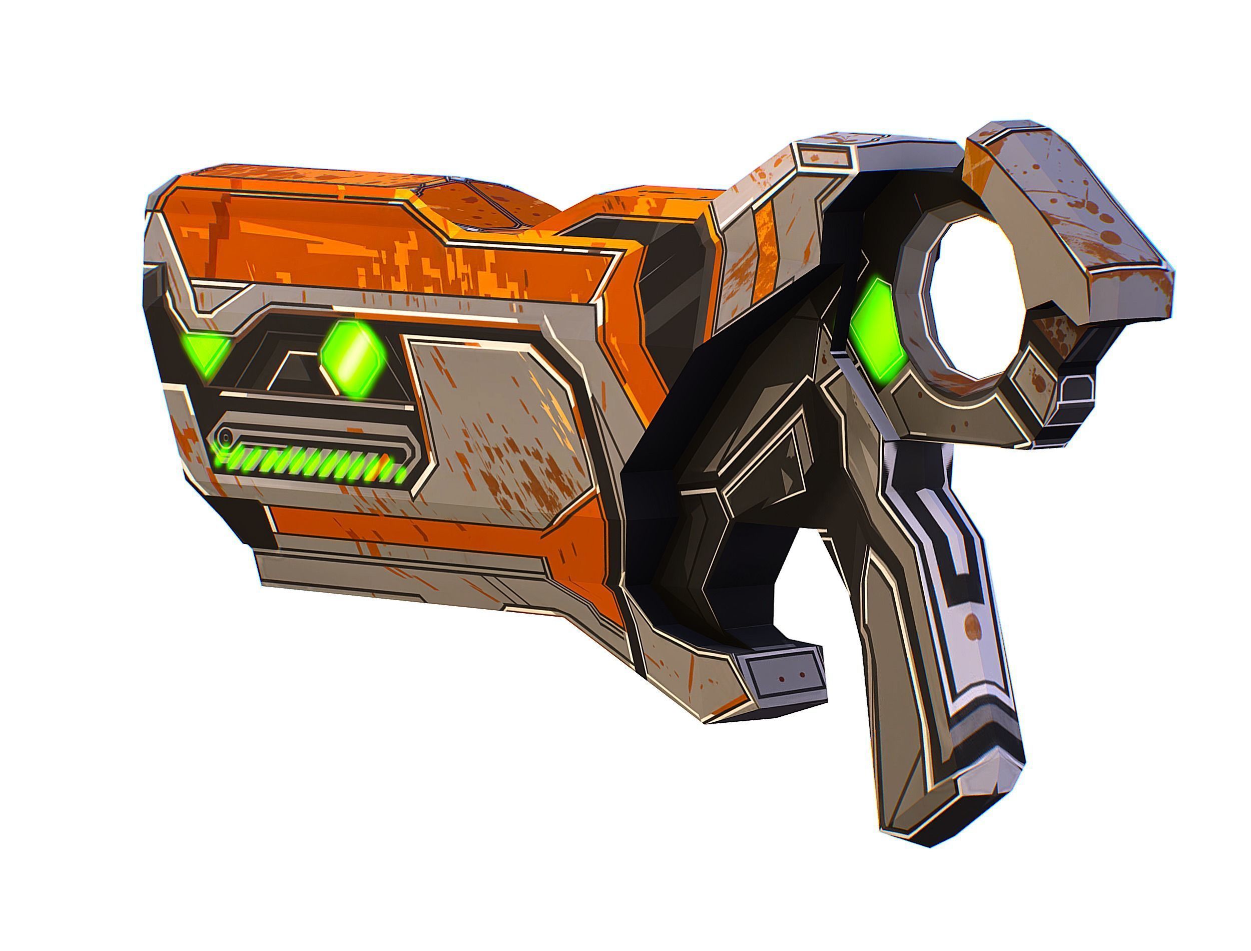 Cartoon Sci-Fi Cyborg Drone Sniper Soldier Low-poly 3D model_38