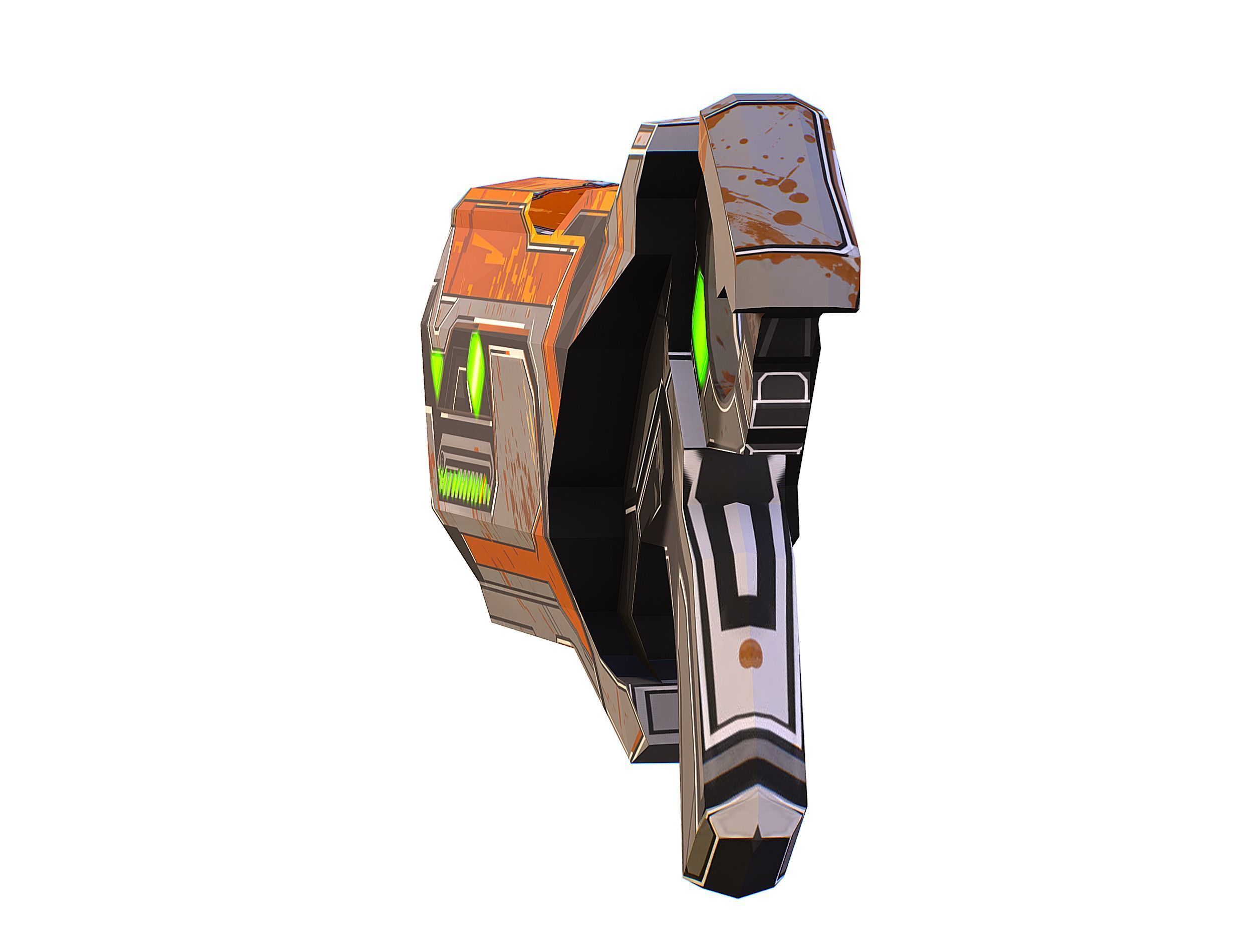 Cartoon Sci-Fi Cyborg Drone Sniper Soldier Low-poly 3D model_39