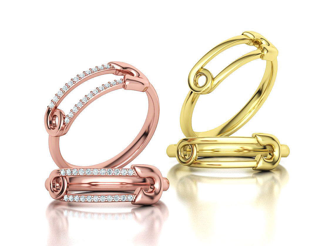 Safety Pin Collection 2 Rings 3Dmodels _1