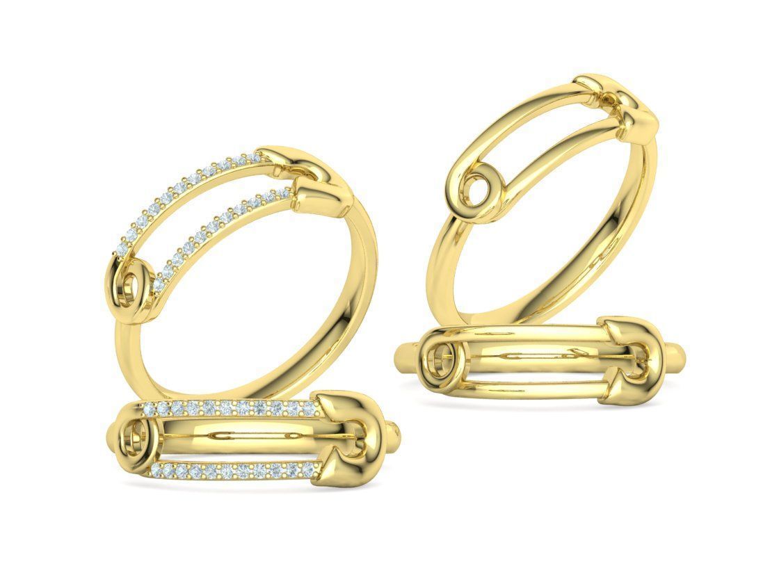 Safety Pin Collection 2 Rings 3Dmodels _4