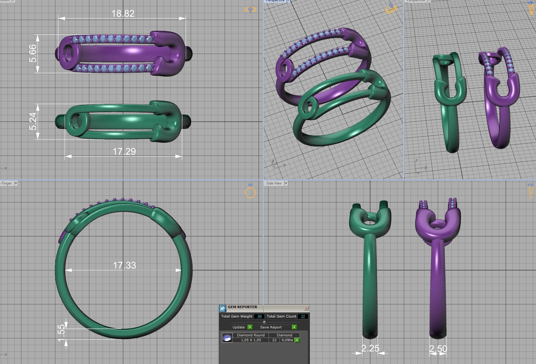 Safety Pin Collection 2 Rings 3Dmodels _6