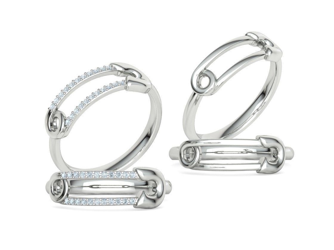 Safety Pin Collection 2 Rings 3Dmodels _5
