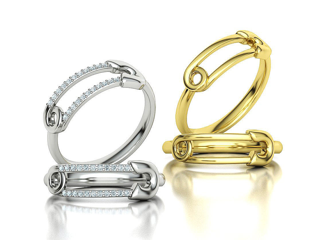 Safety Pin Collection 2 Rings 3Dmodels _2